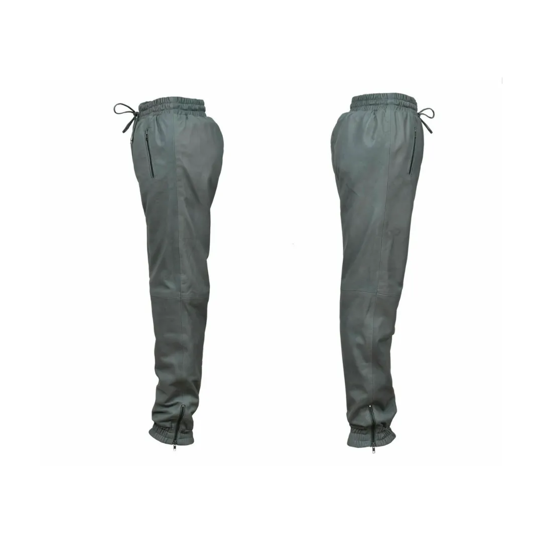 Leather Grey Pant Soft Slim Fit Joggers