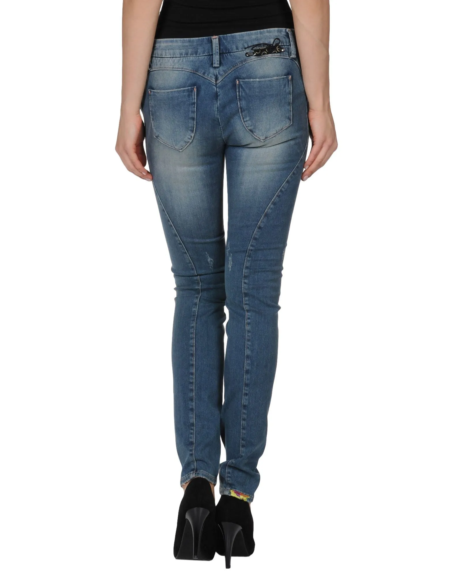 LEROCK Women's Medium Blue Straight Leg Distressed Skinny Fit Denim Jeans NEW