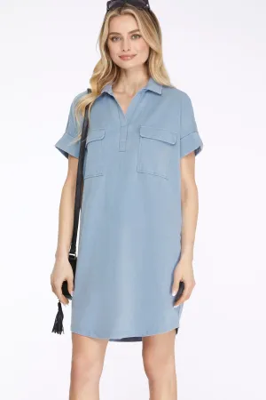 Light Blue Shift Dress w/ Pockets
