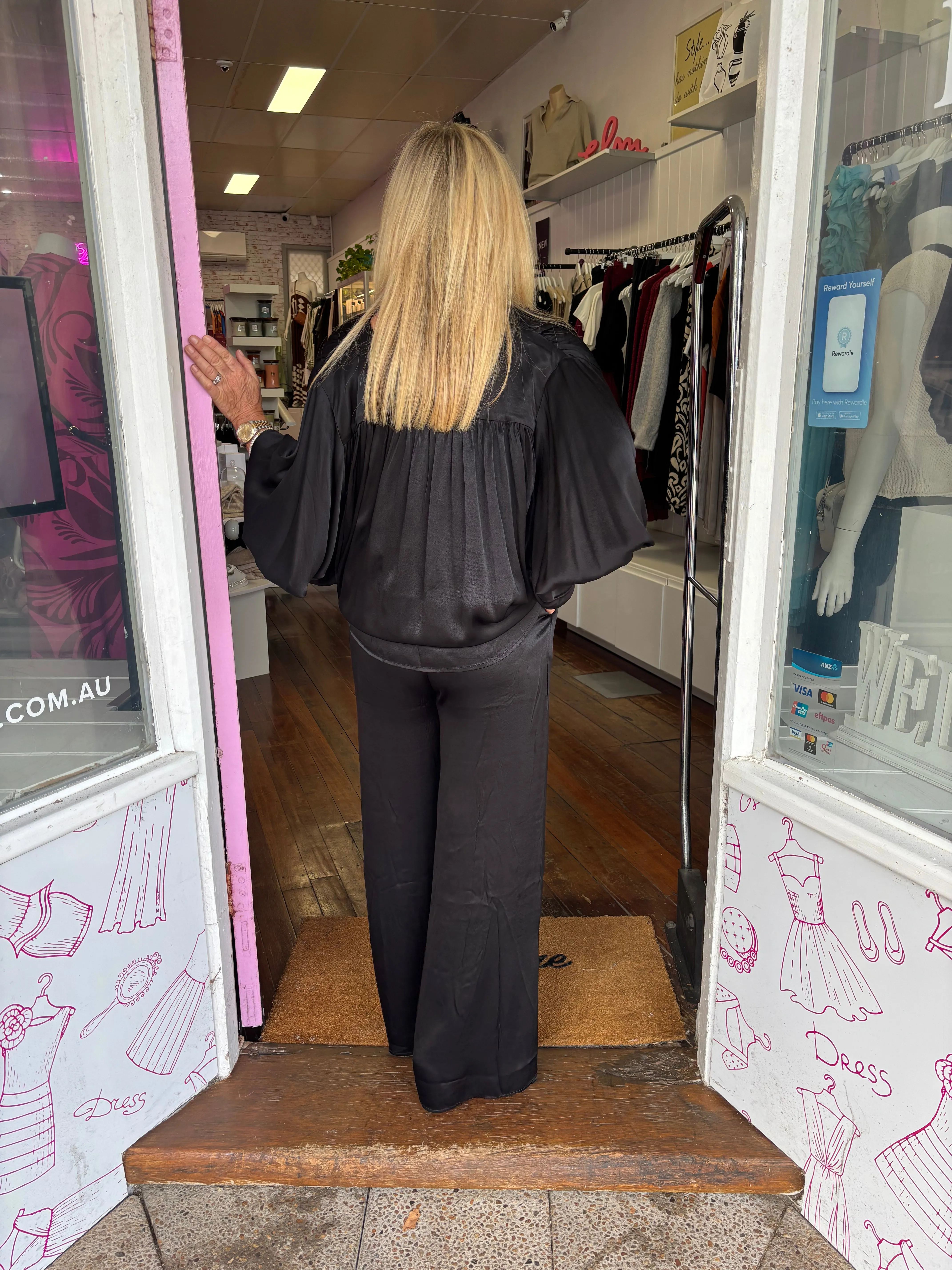 Lily Black Satin Pant