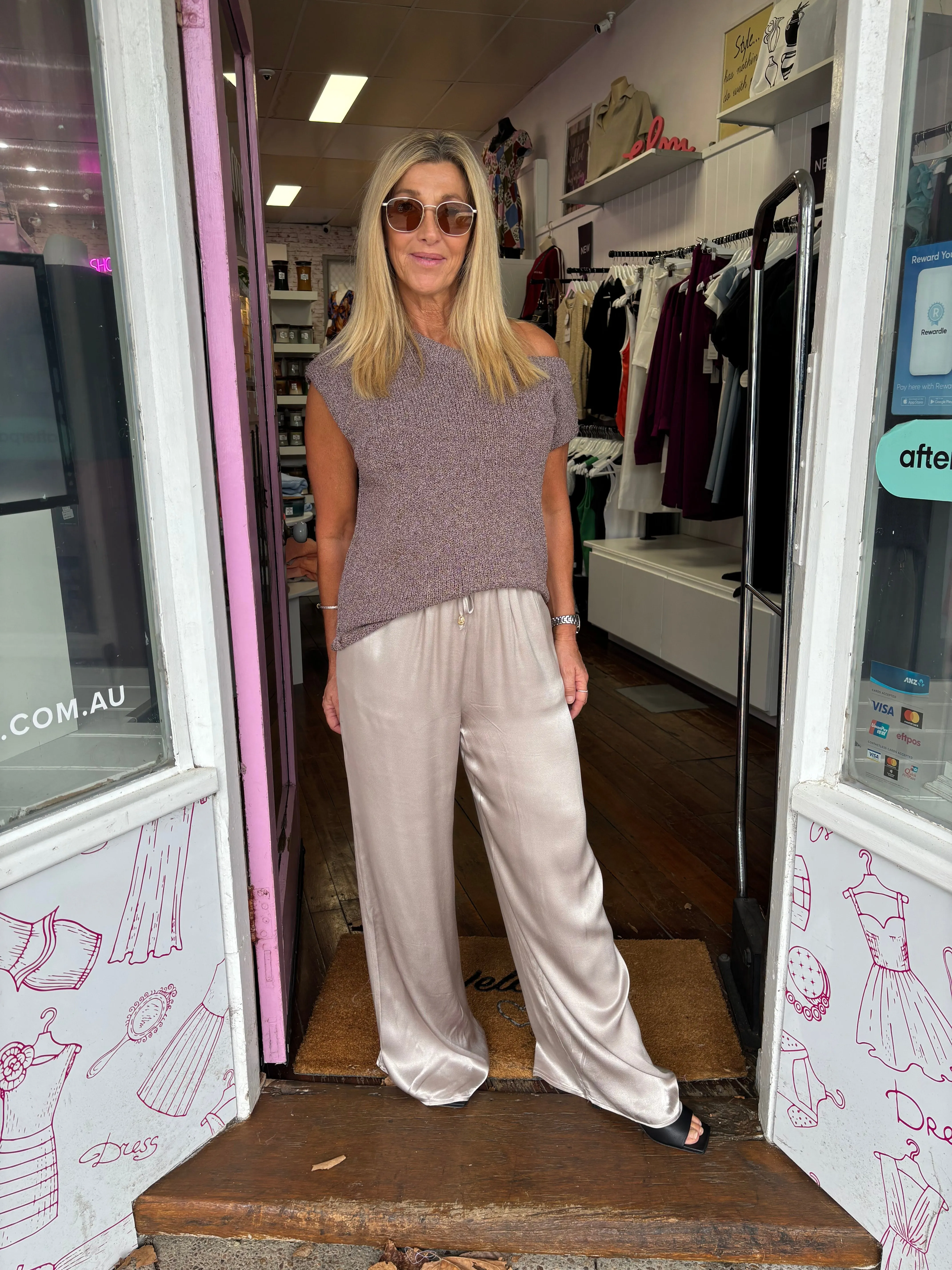 Lily Champagne Satin Pant