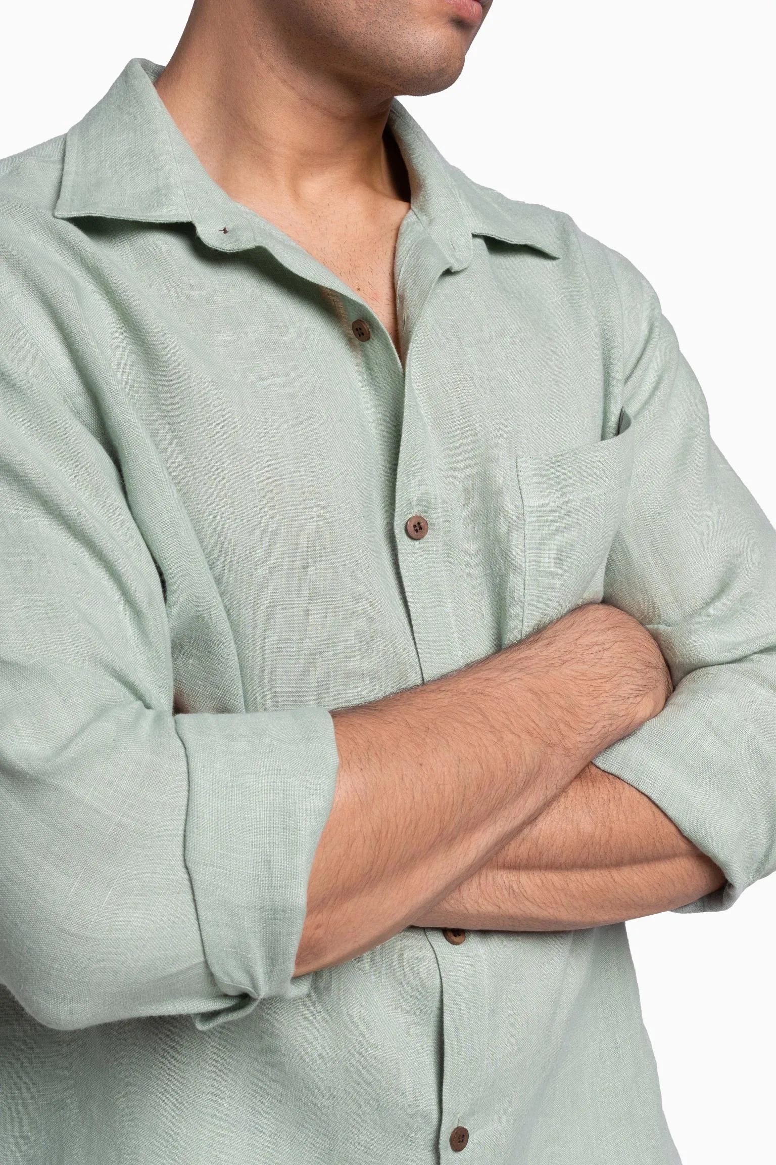 Linen Abel Shirt-Sage Green