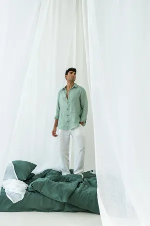 Linen Abel Shirt-Sage Green
