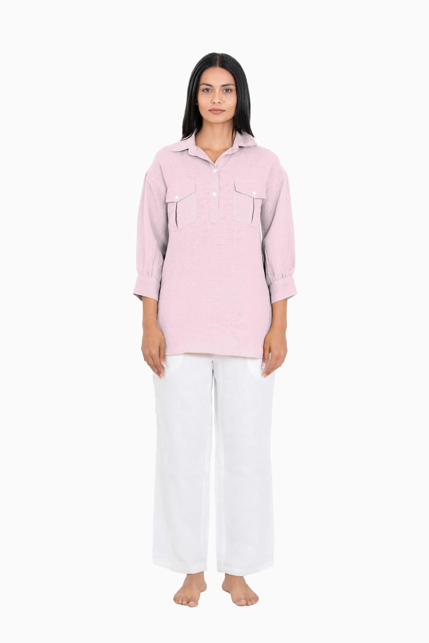 Linen Adele Shirt-Misty Lilac