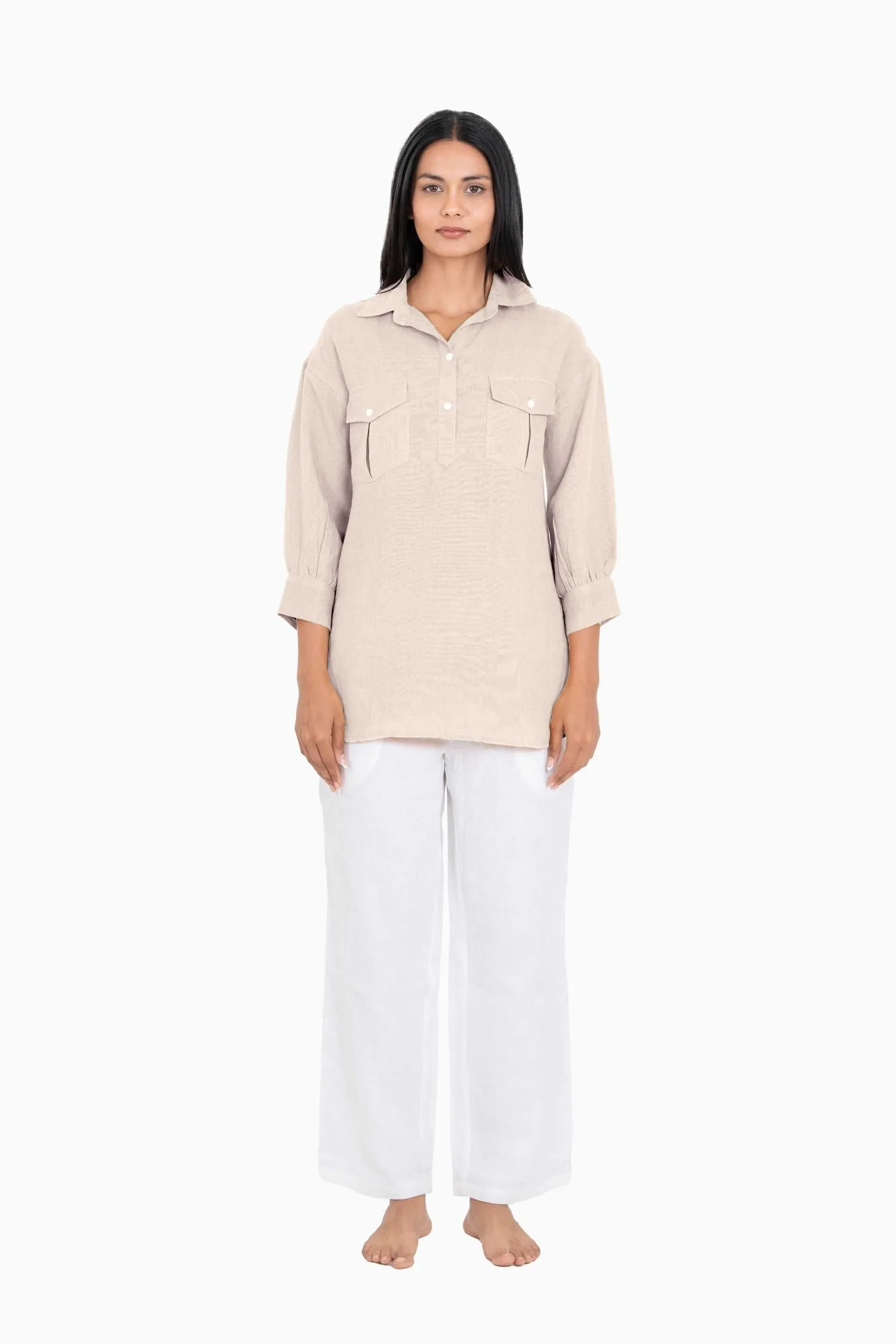 Linen Adele Shirt-Misty Lilac