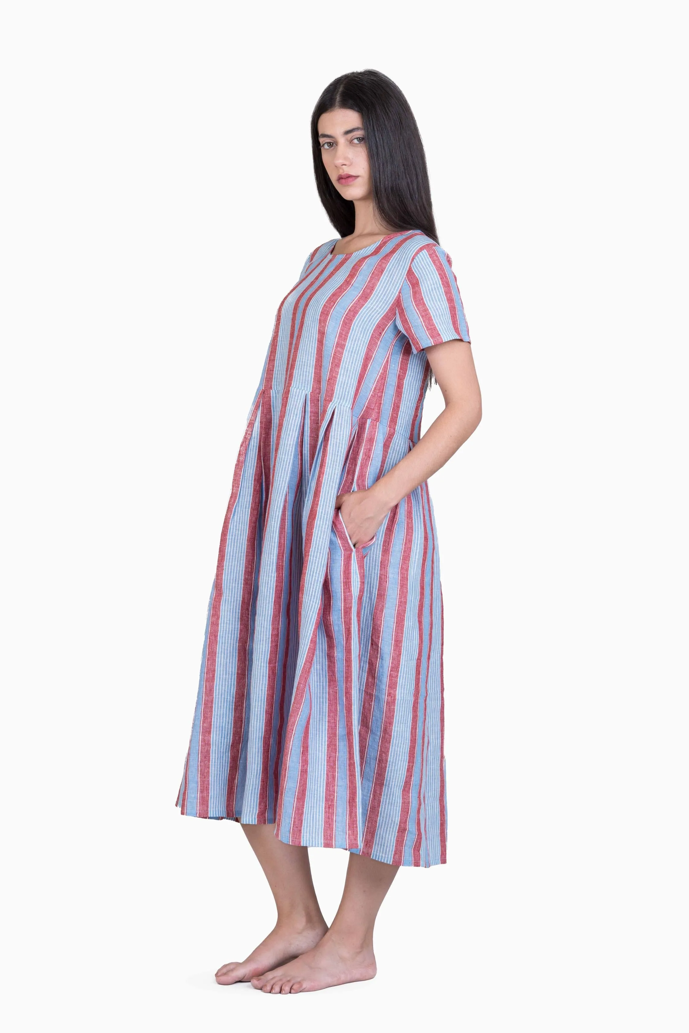 Linen Anya Dress-Vern Green