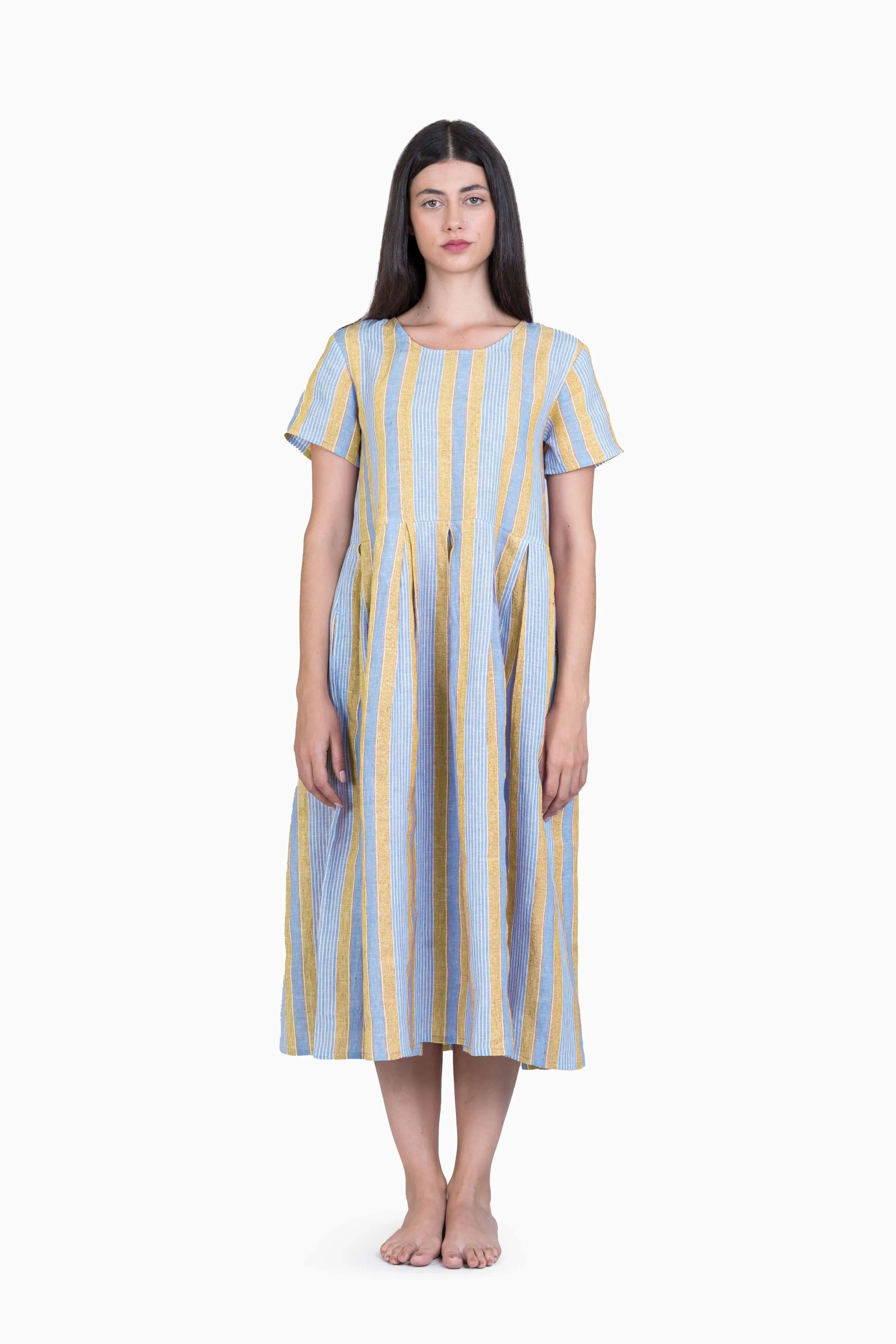 Linen Anya Dress-Vern Green
