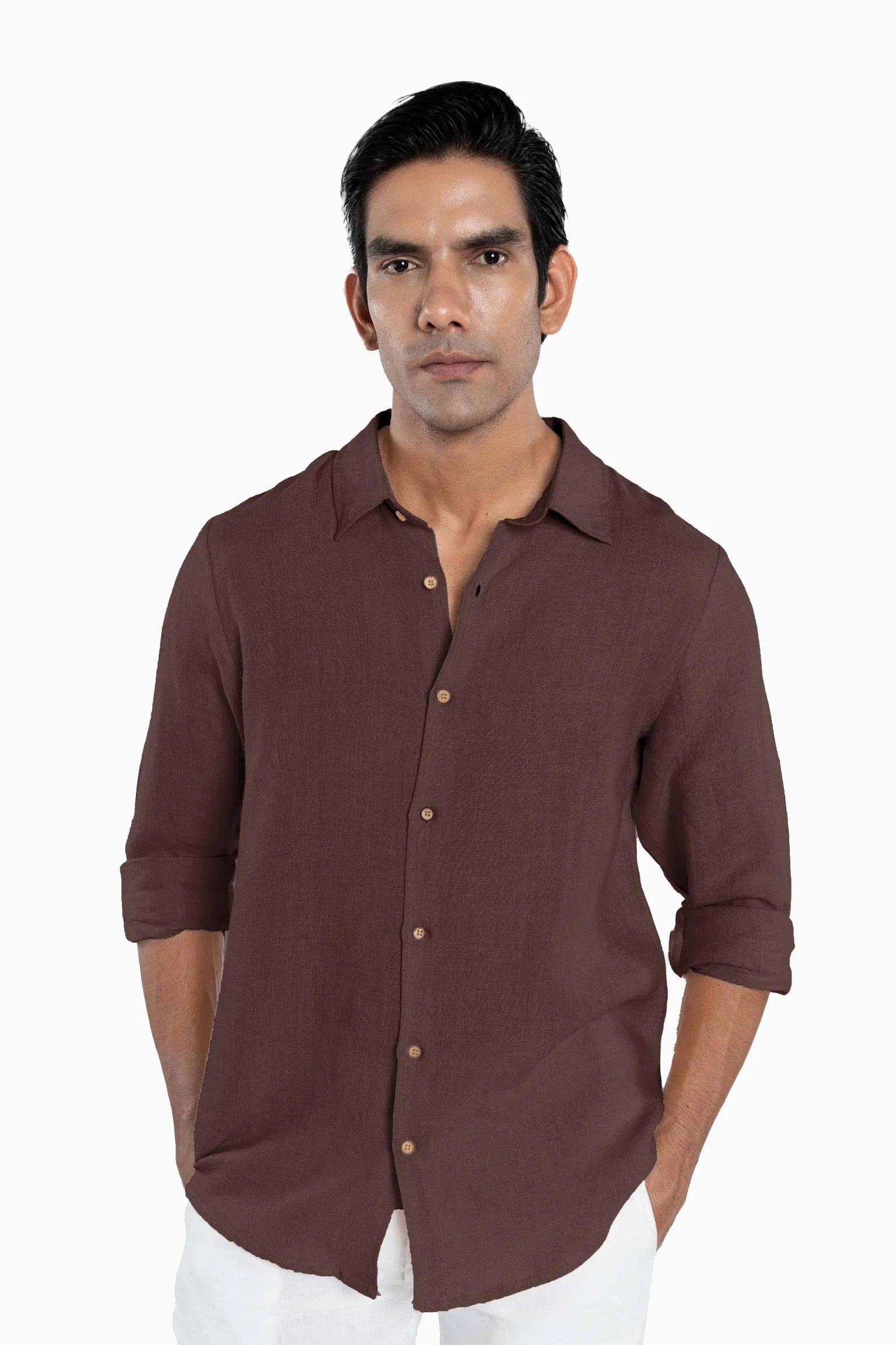 Linen Arlo Shirt-Petal Pink