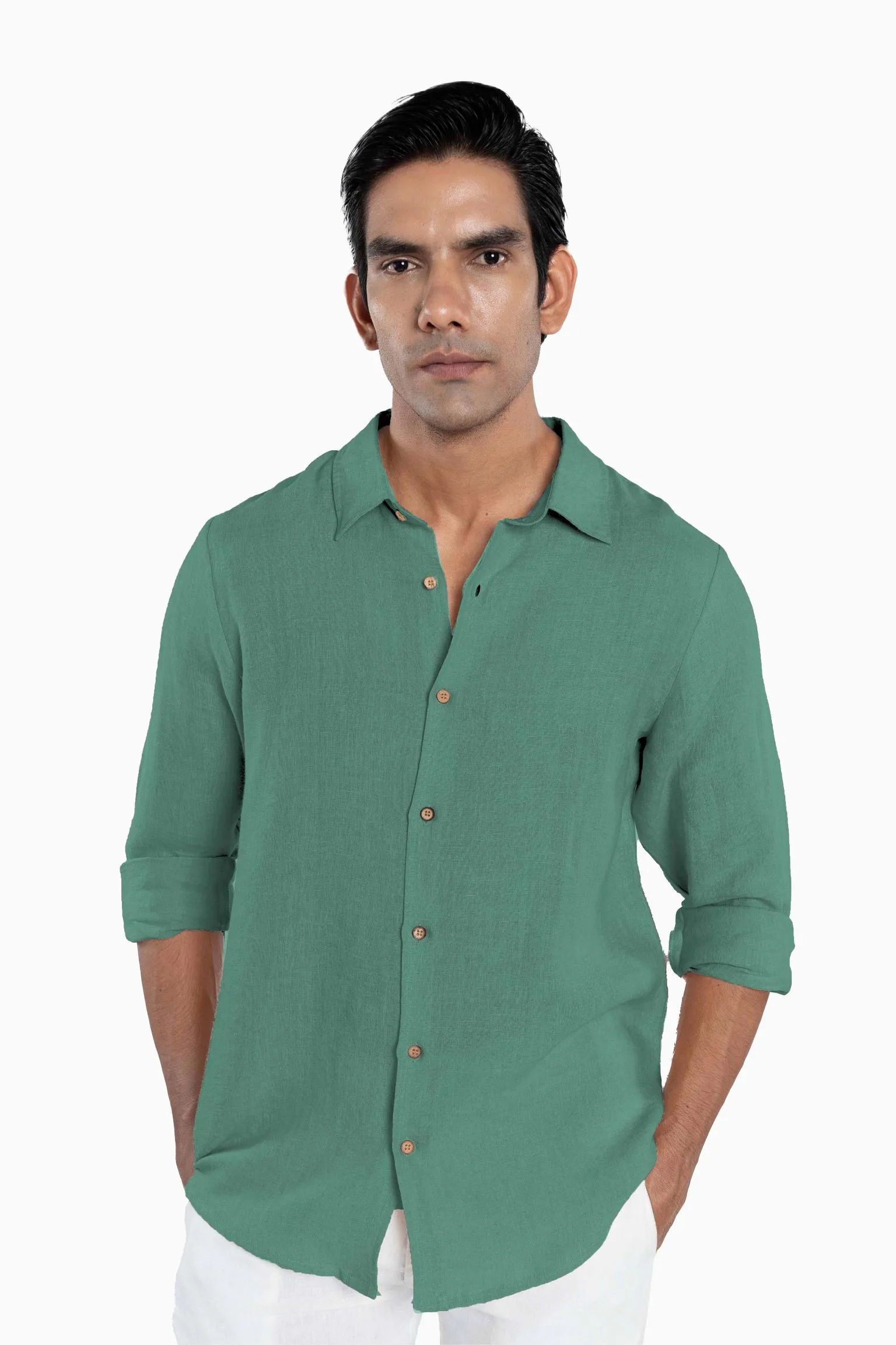 Linen Arlo Shirt-Sage Green