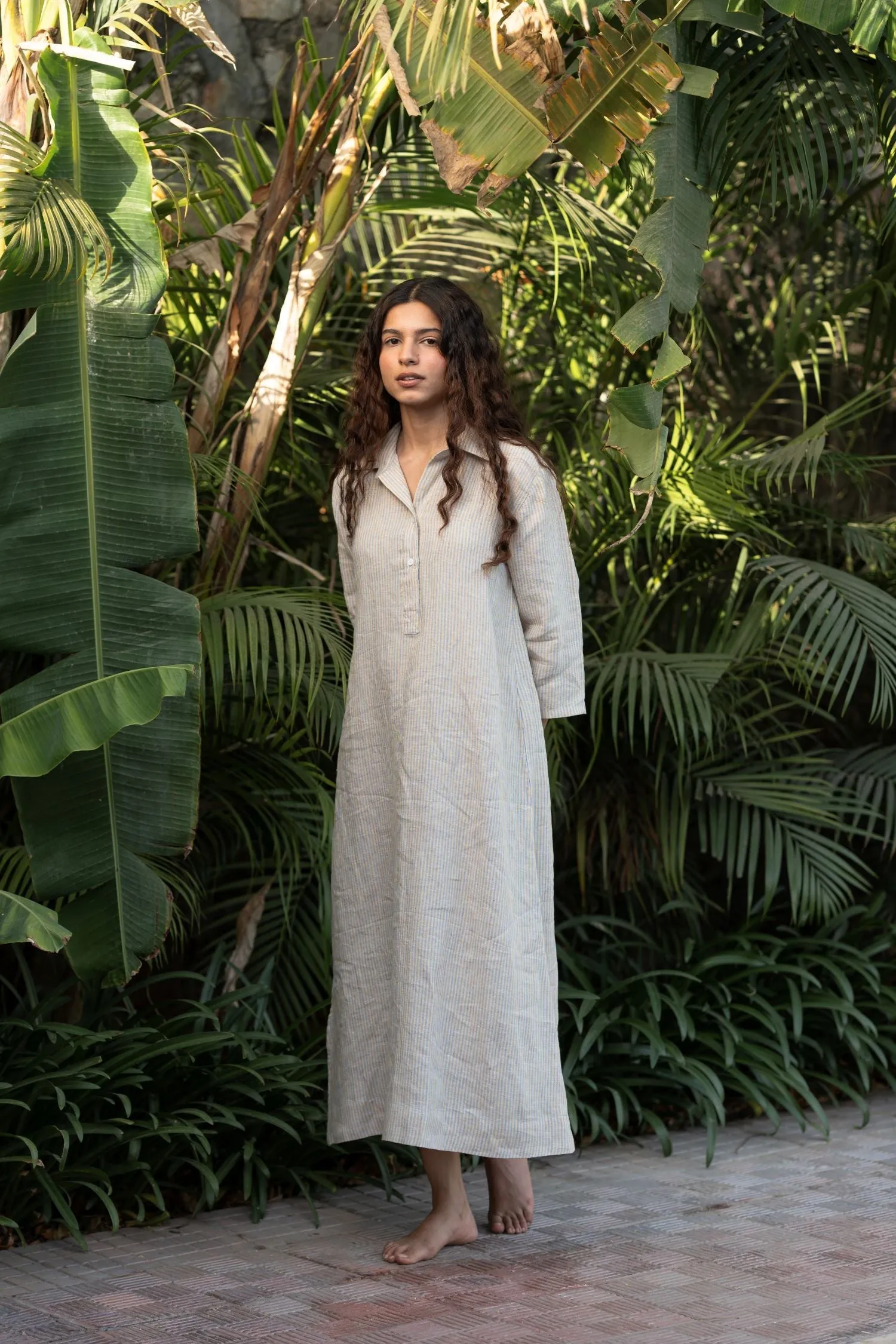 Linen Avery Dress-Swirly Red