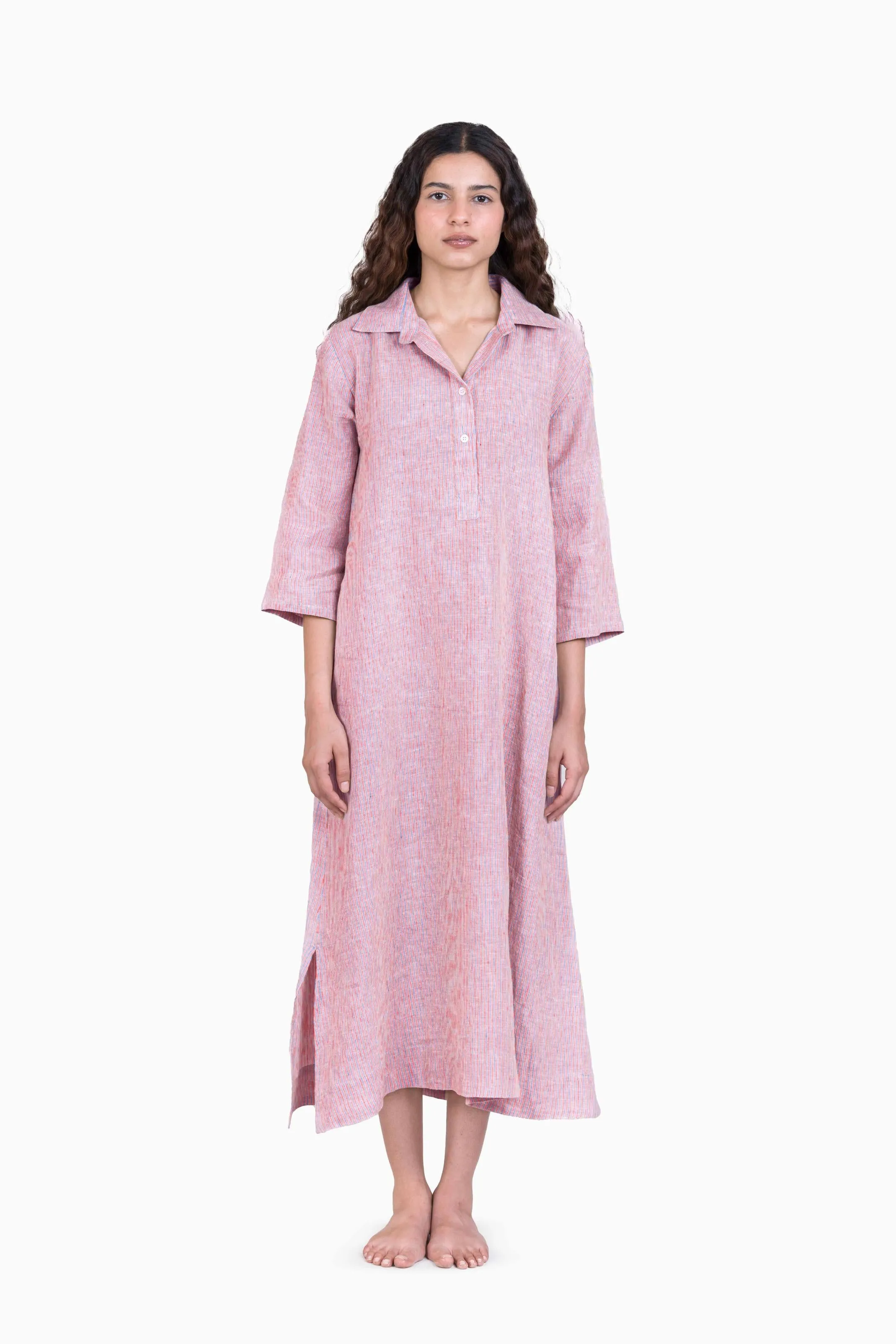 Linen Avery Dress-Swirly Red