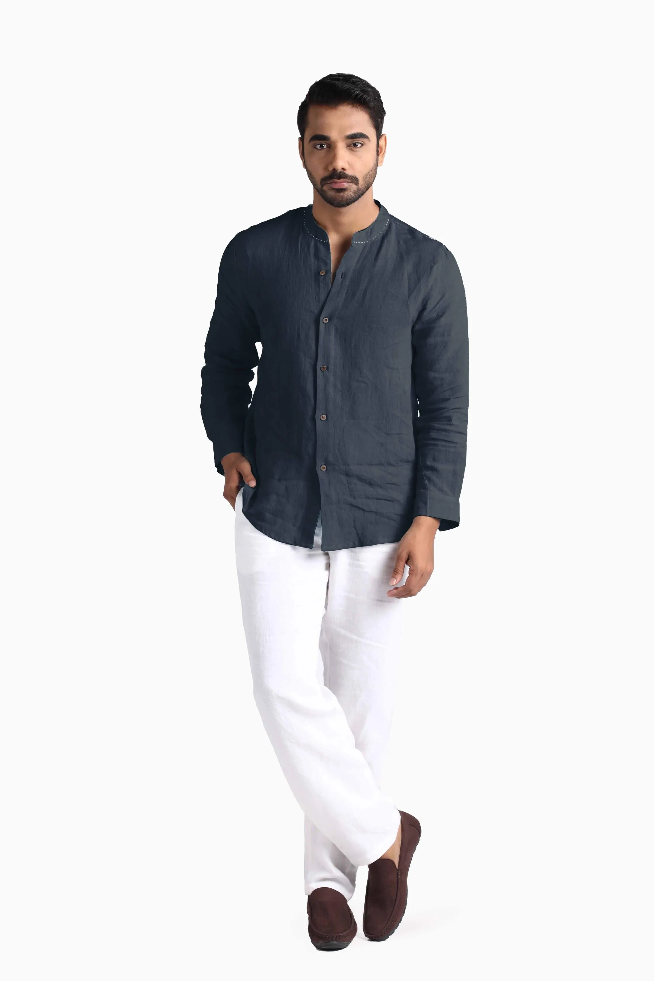 Linen Drake Shirt-Sage Green