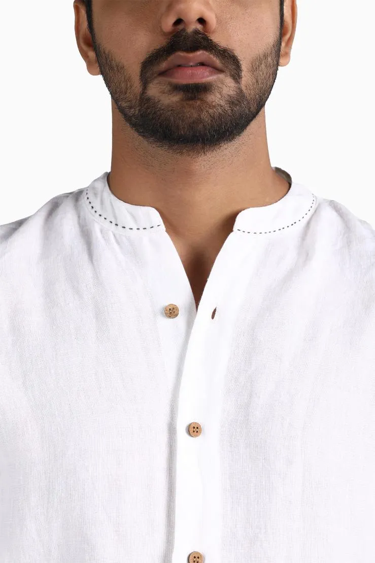Linen Drake Shirt-Sunburnt Yellow