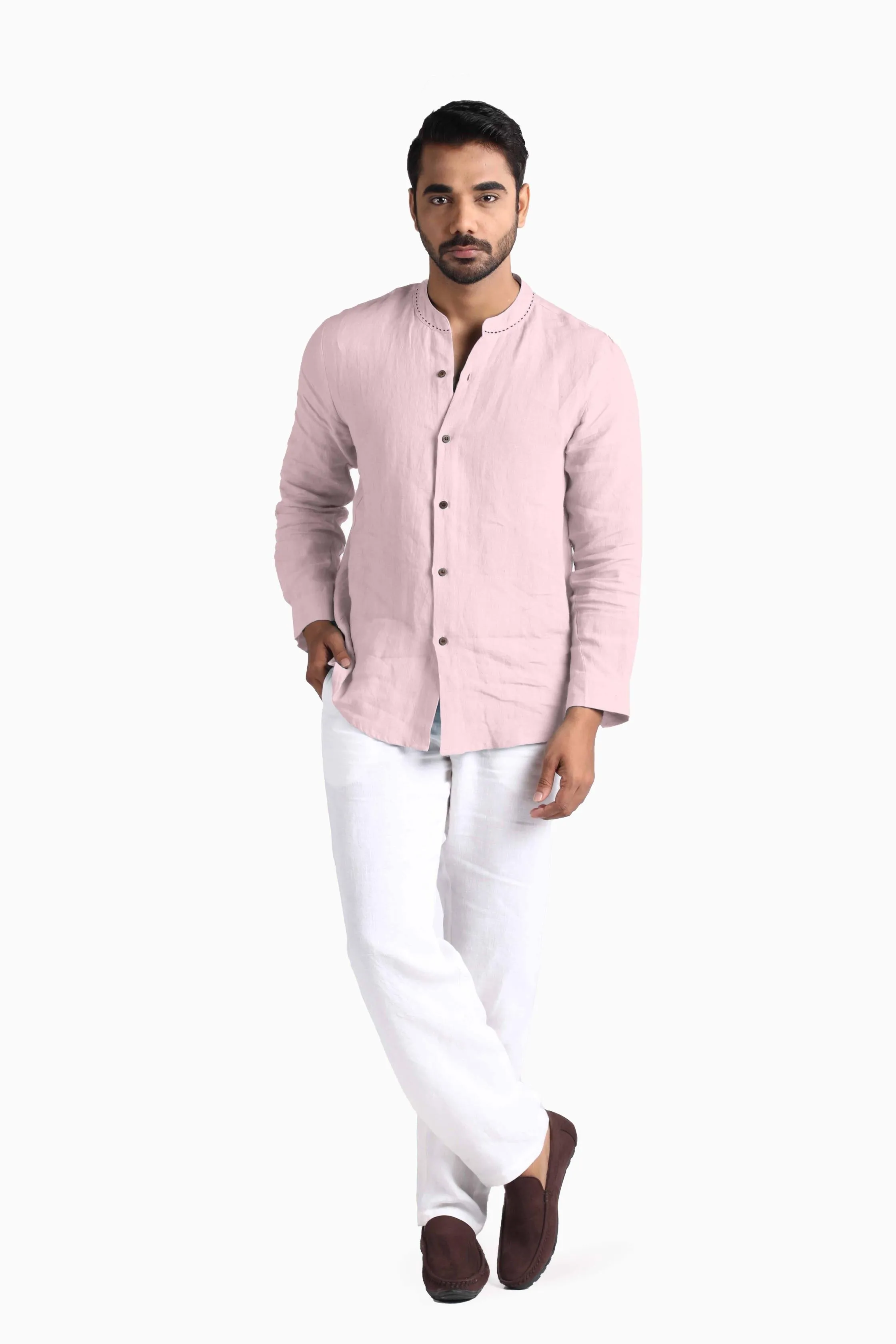 Linen Drake Shirt-Sunburnt Yellow