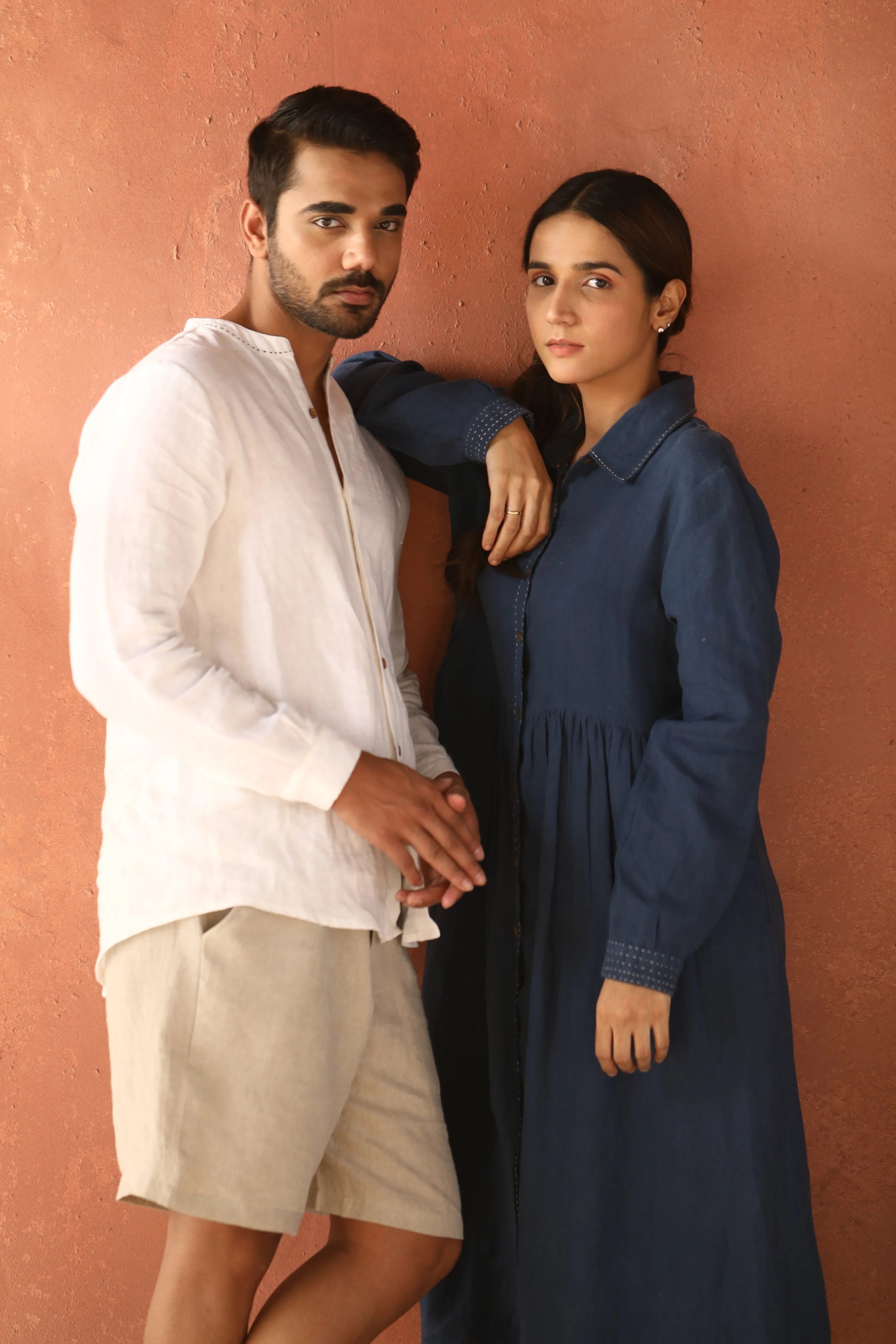 Linen Drake Shirt-Sunburnt Yellow