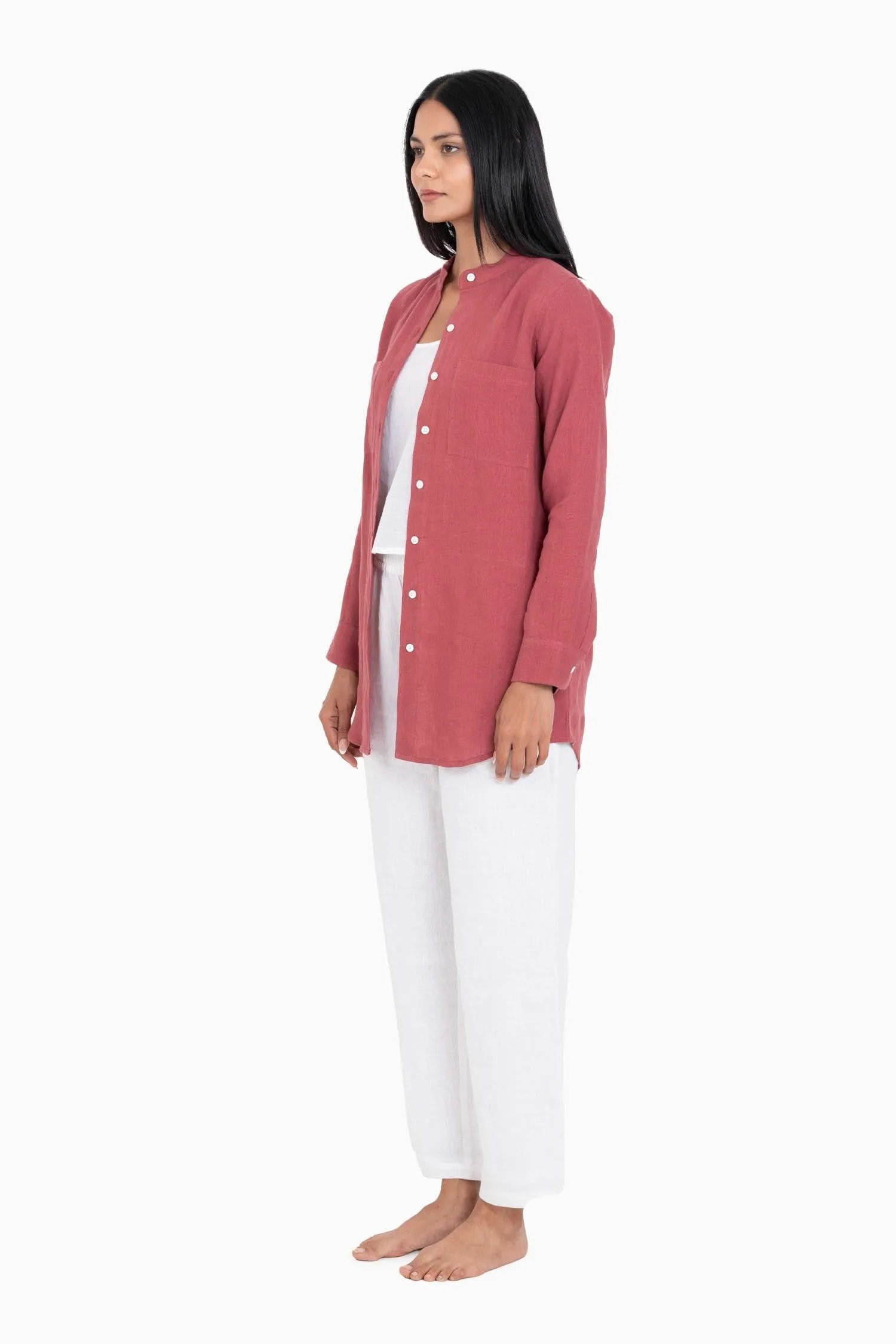 Linen Erin Shirt-Misty Lilac