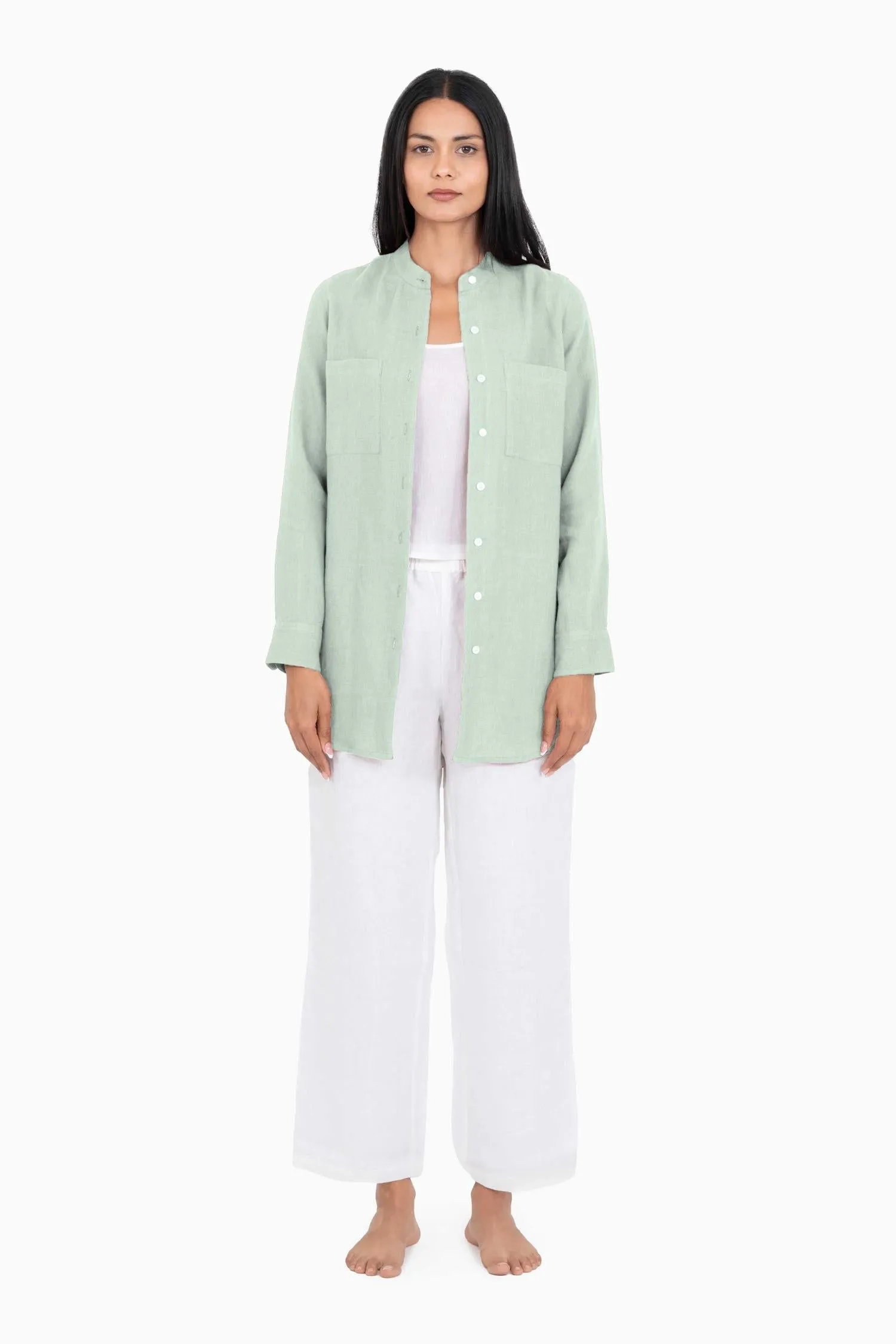 Linen Erin Shirt-Misty Lilac