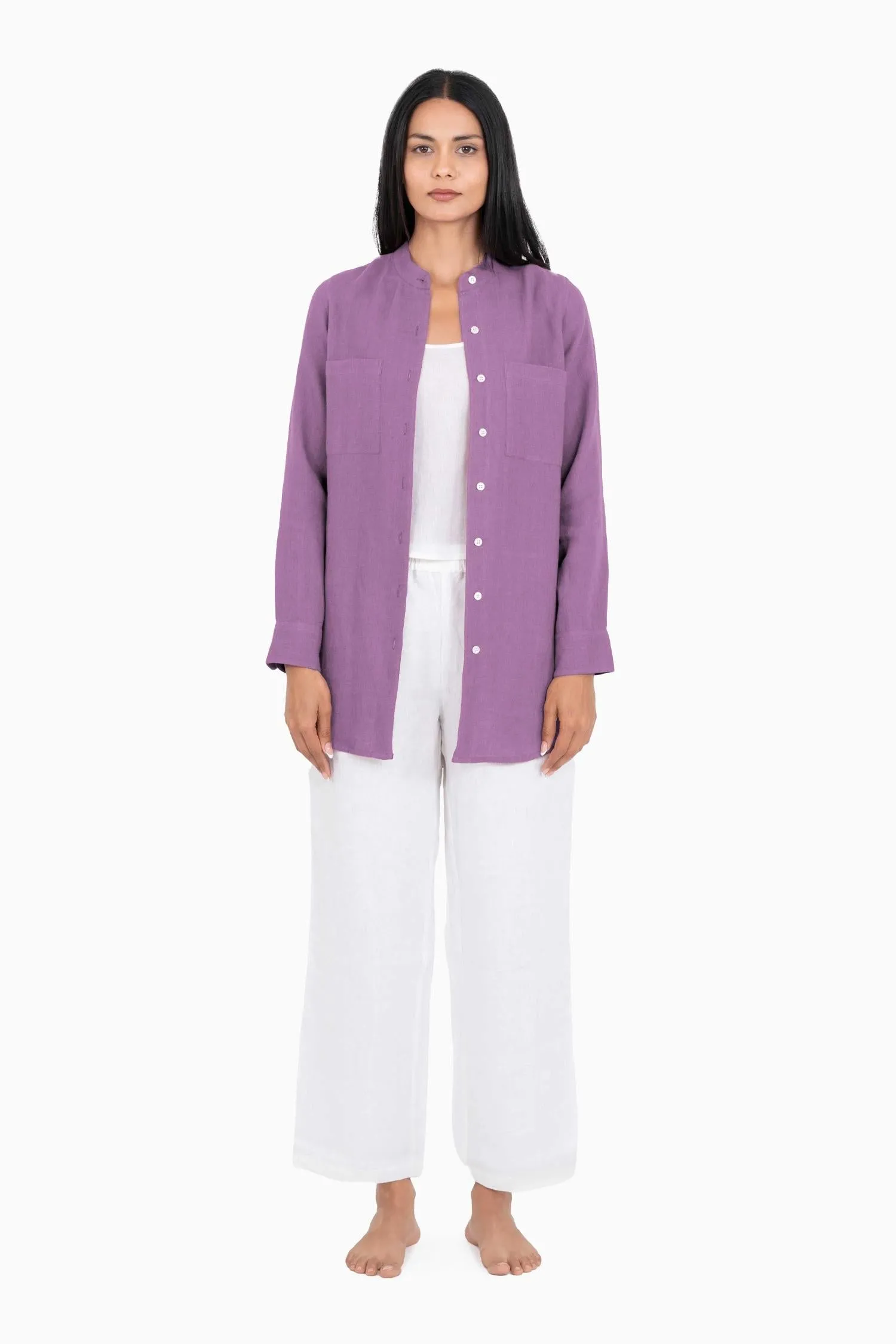 Linen Erin Shirt-Misty Lilac