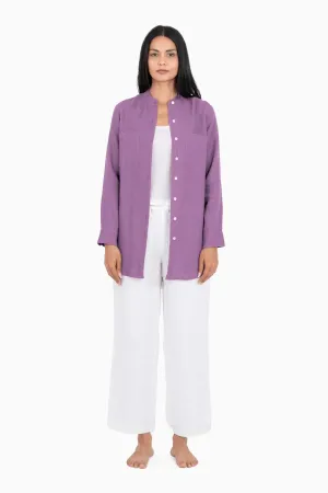 Linen Erin Shirt-Misty Lilac