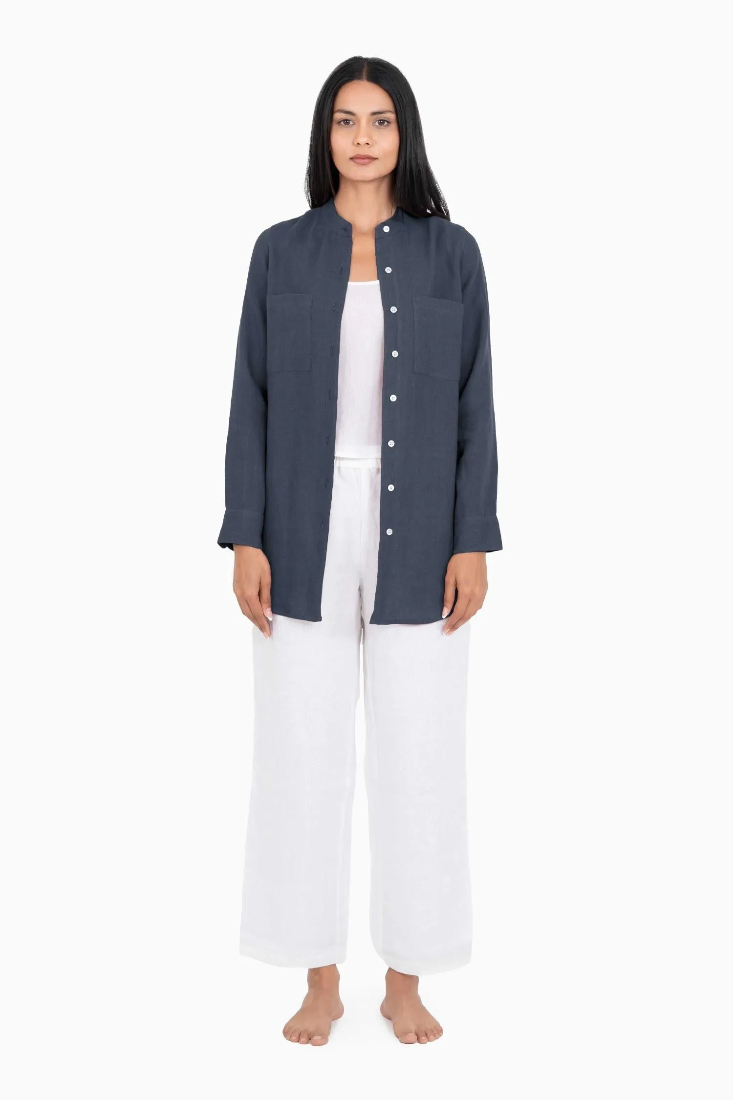 Linen Erin Shirt-Misty Lilac