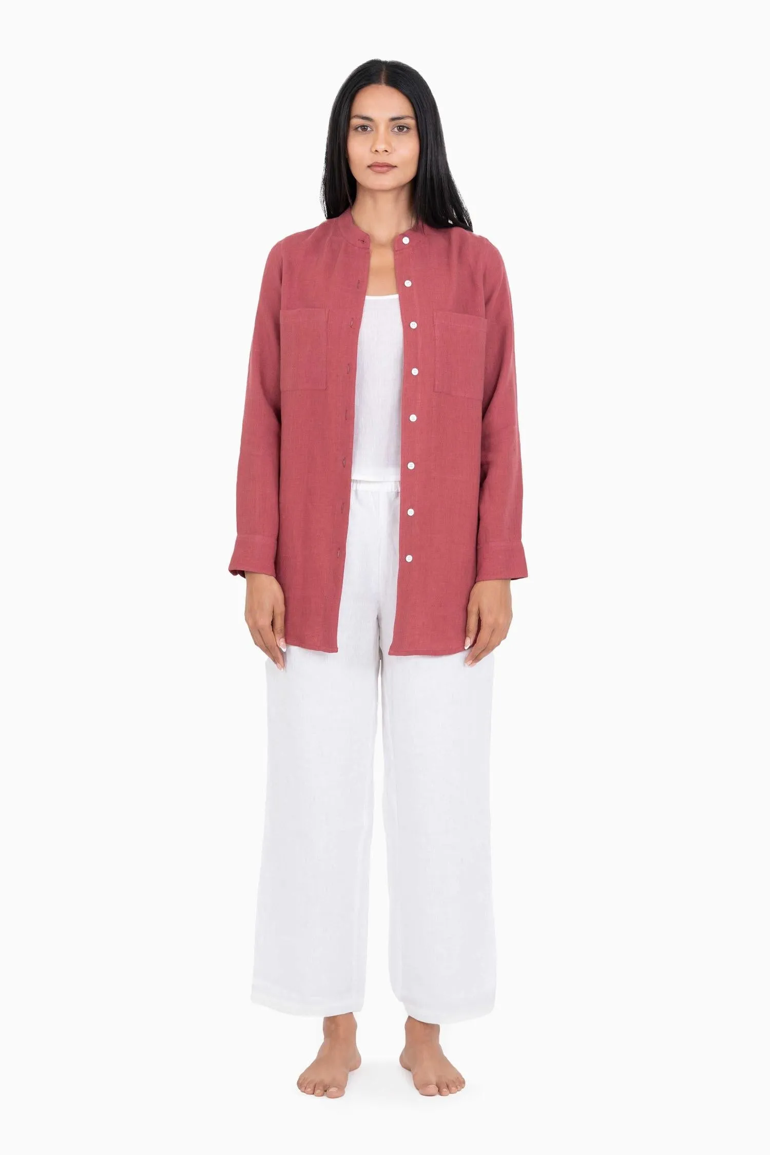 Linen Erin Shirt-Misty Lilac