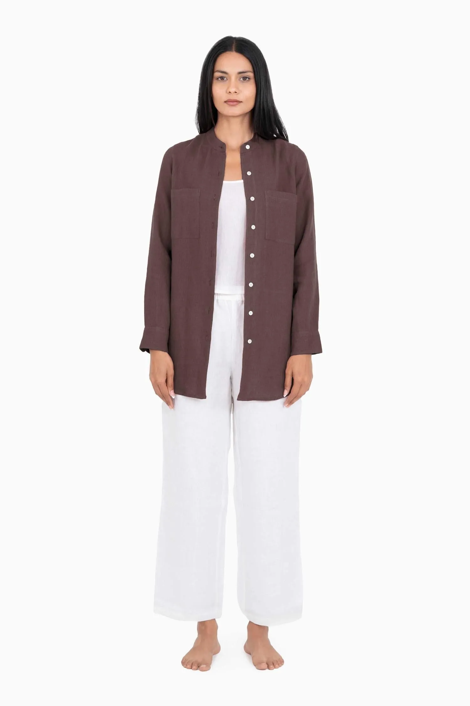 Linen Erin Shirt-Misty Lilac