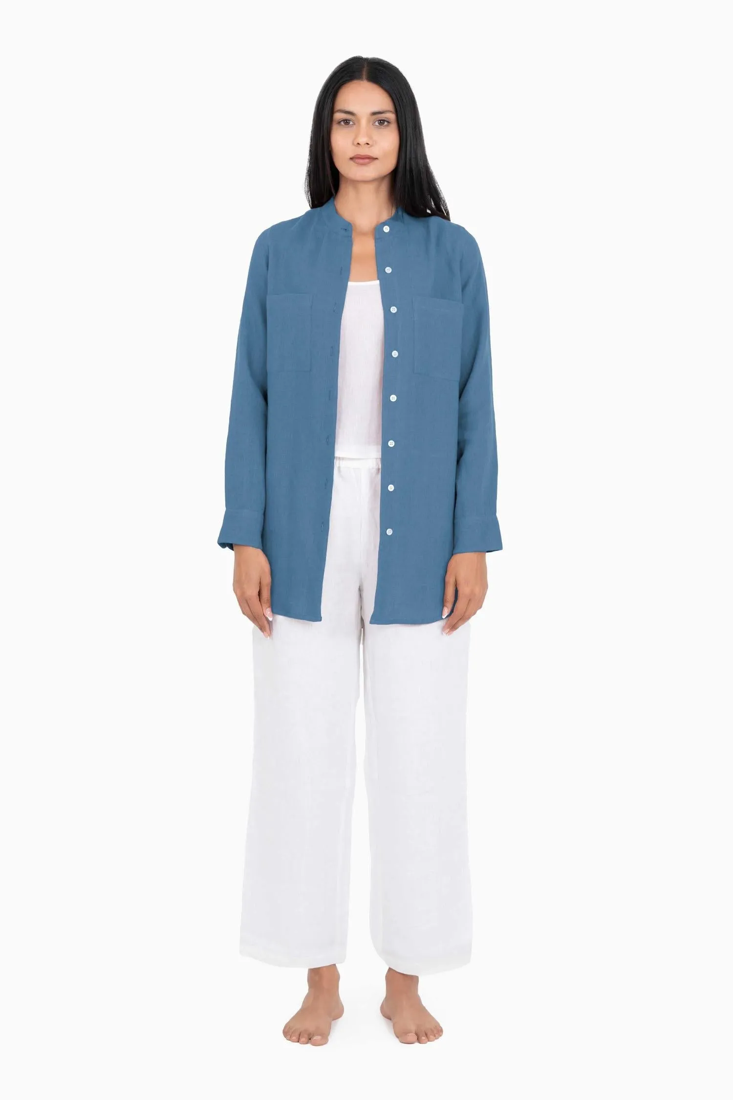 Linen Erin Shirt-Misty Lilac