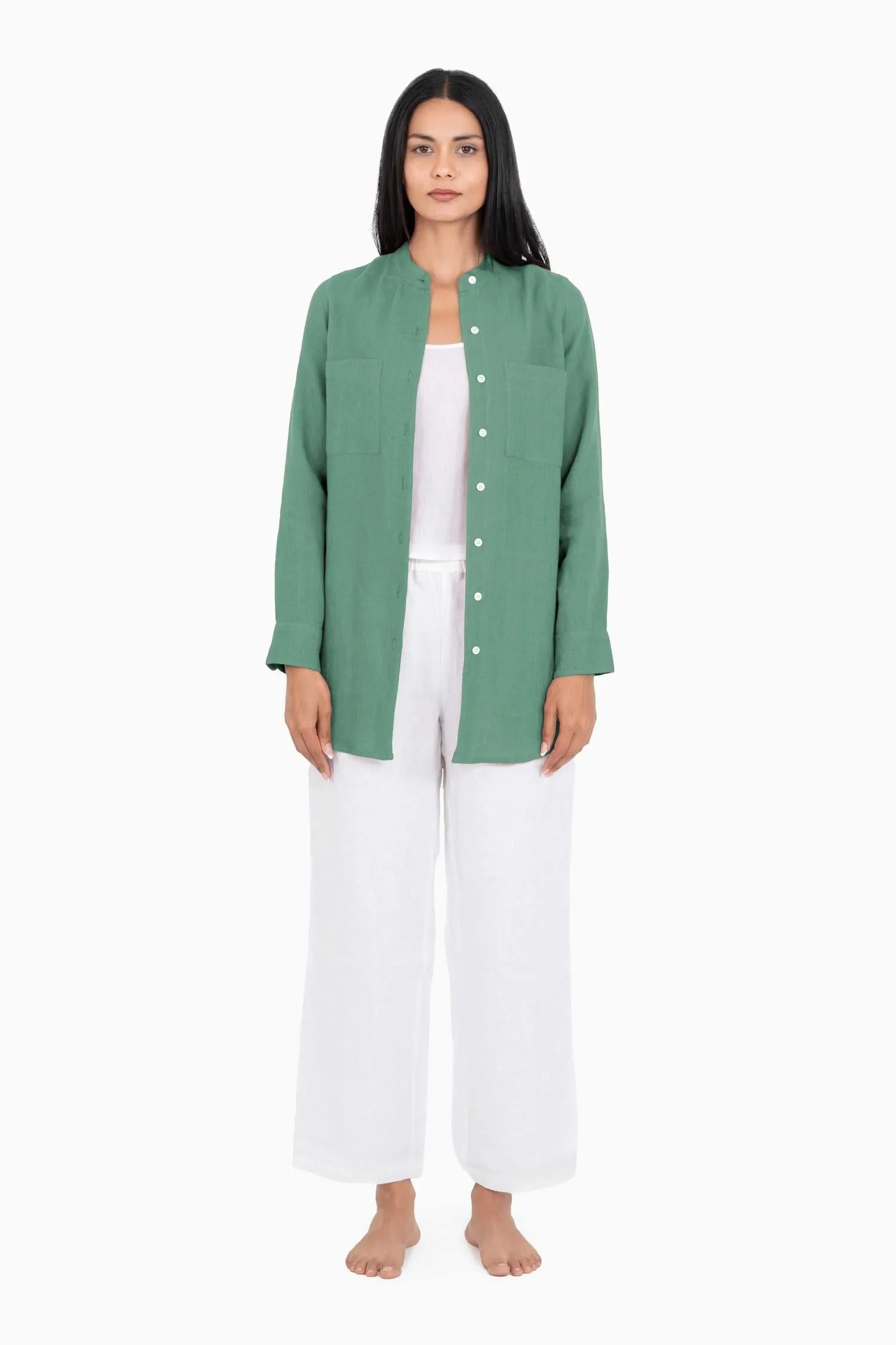 Linen Erin Shirt-Misty Lilac