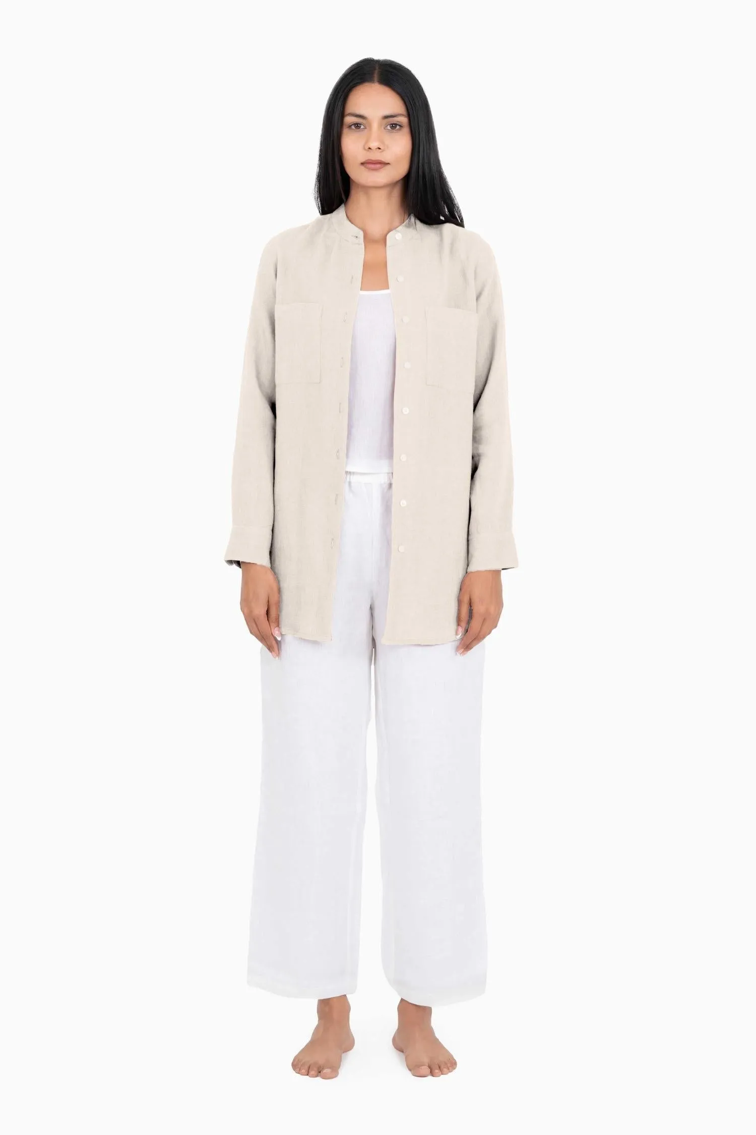 Linen Erin Shirt-Misty Lilac