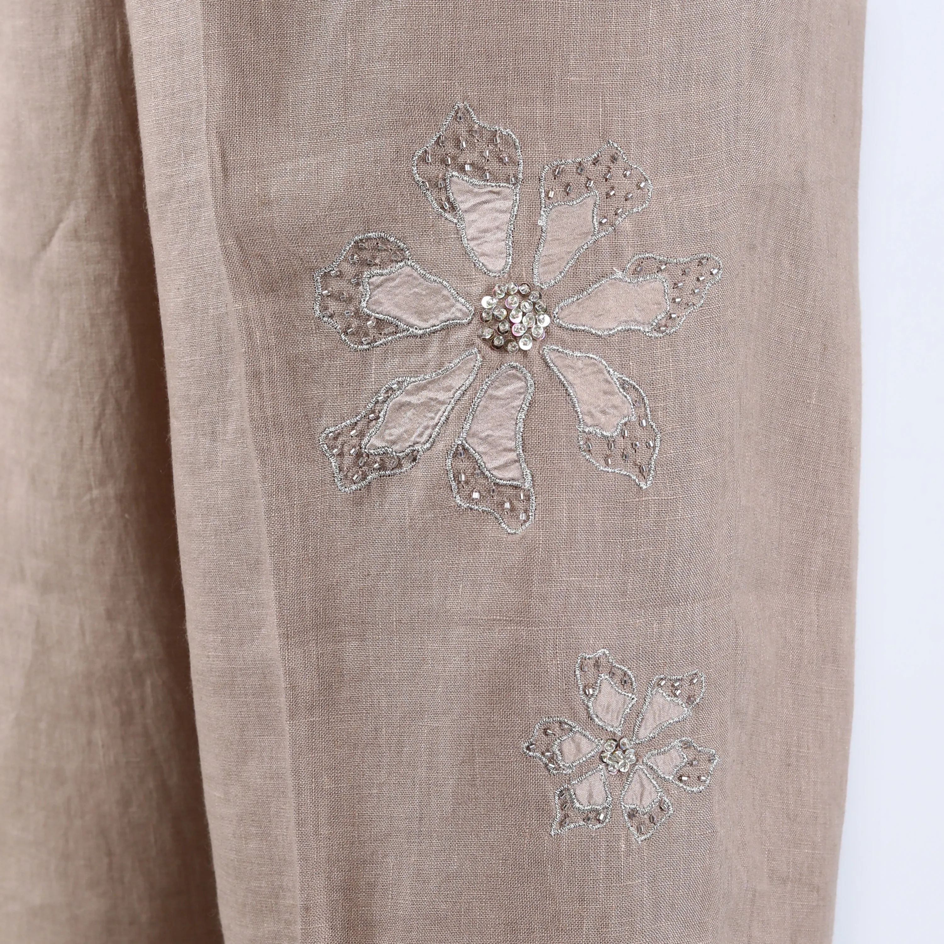 Linen Khaki Patti and Sequin Work Co-Ord Set