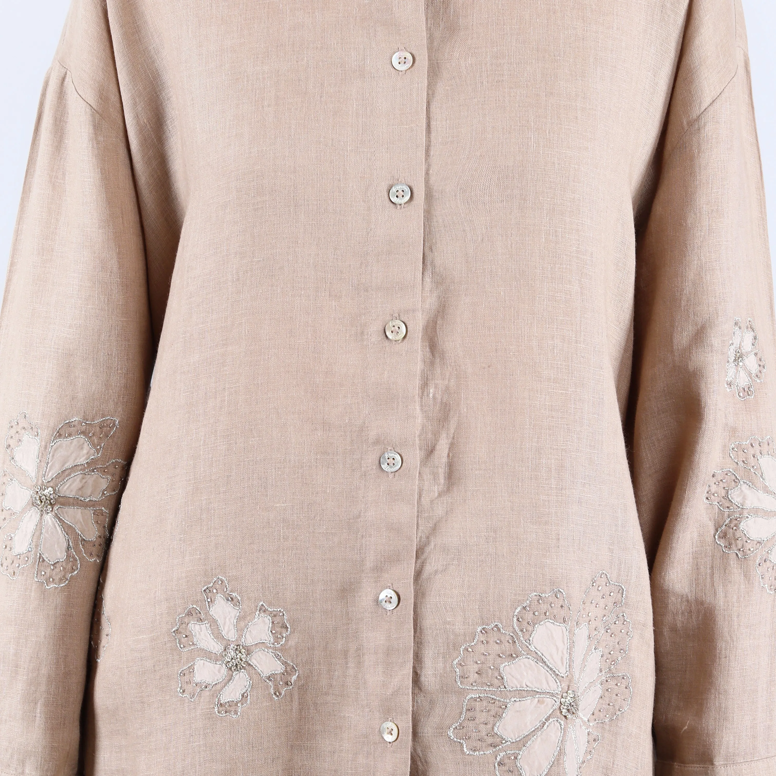 Linen Khaki Patti and Sequin Work Co-Ord Set