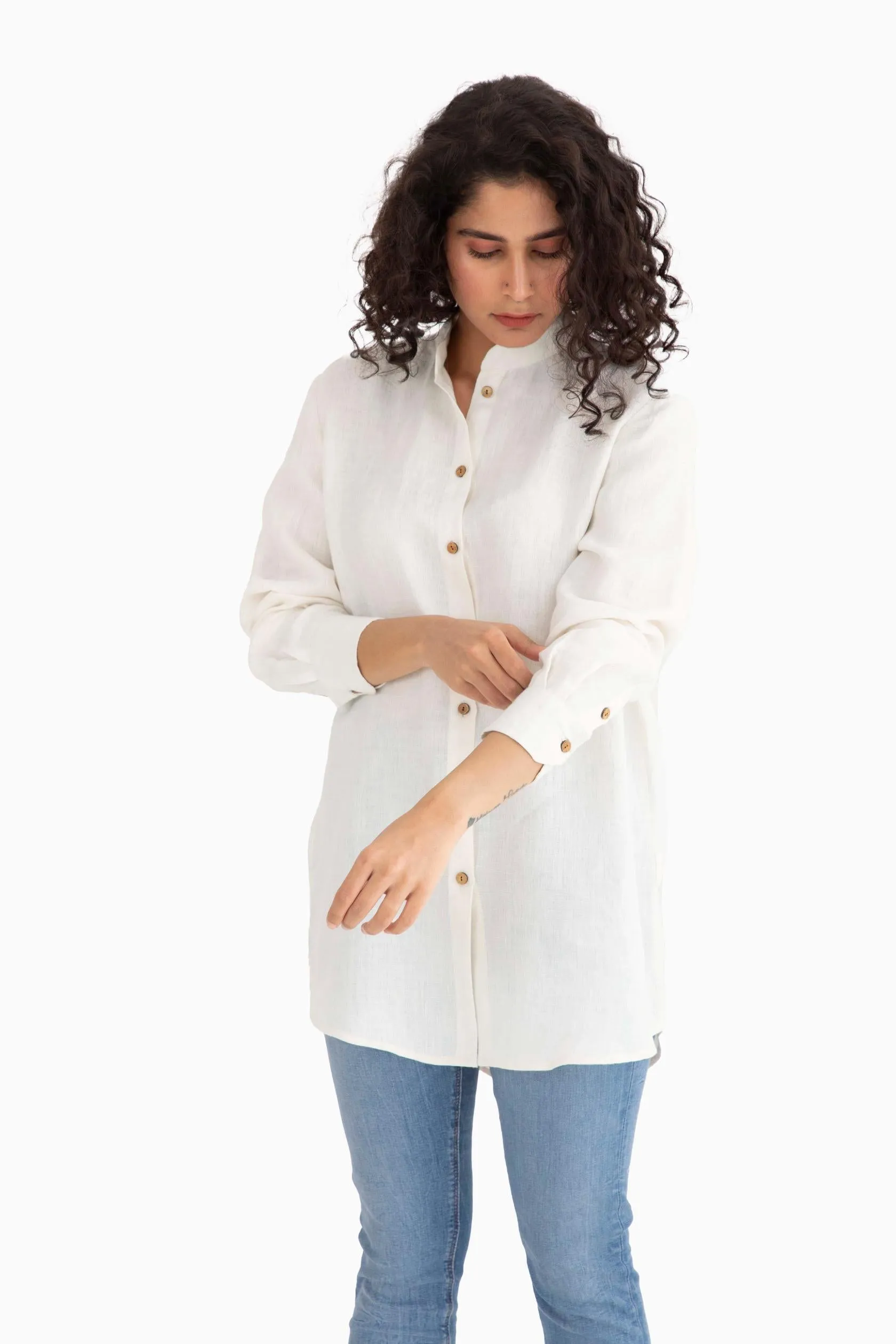 Linen Luna Shirt-Angora White