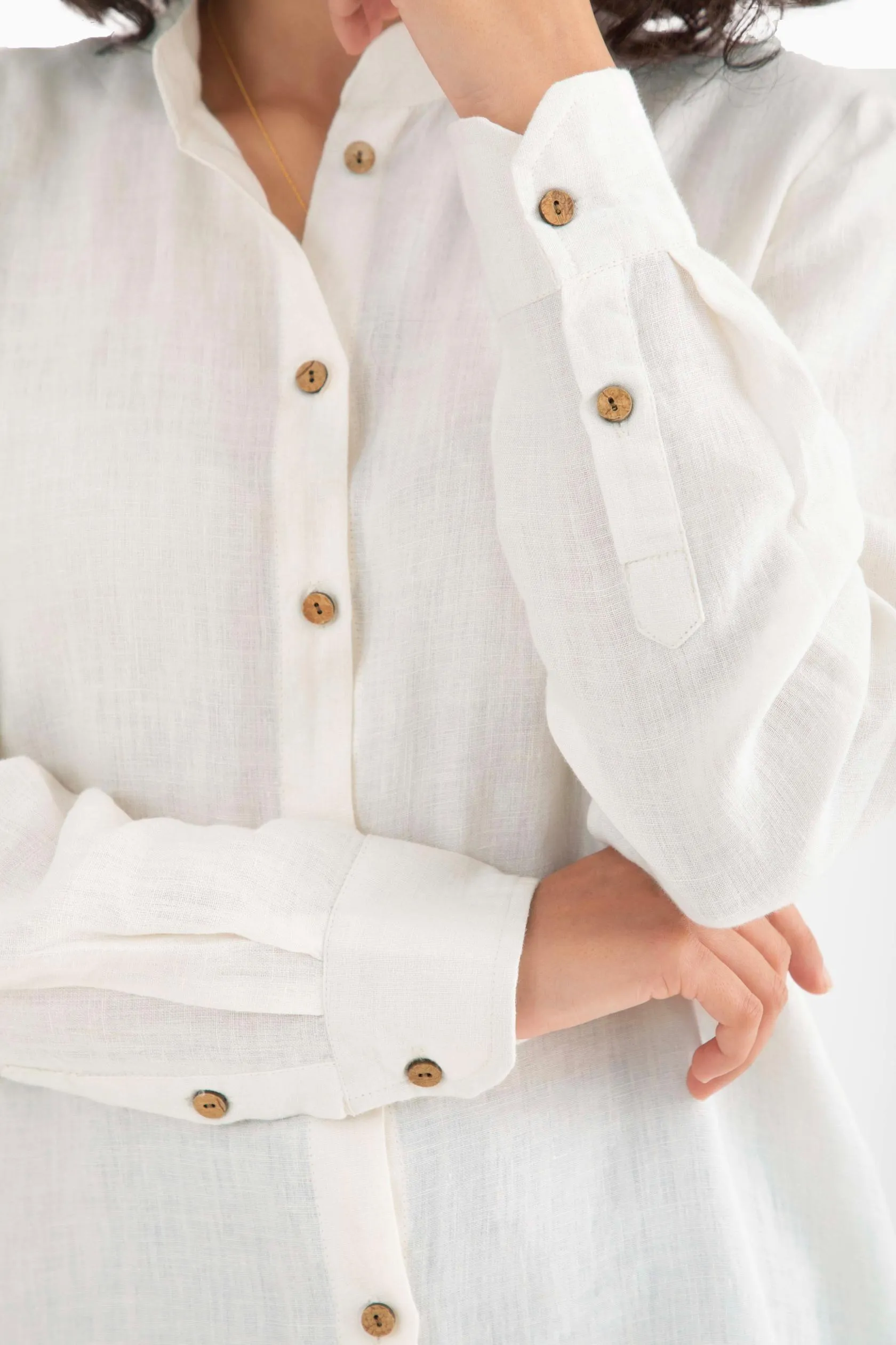 Linen Luna Shirt-Angora White
