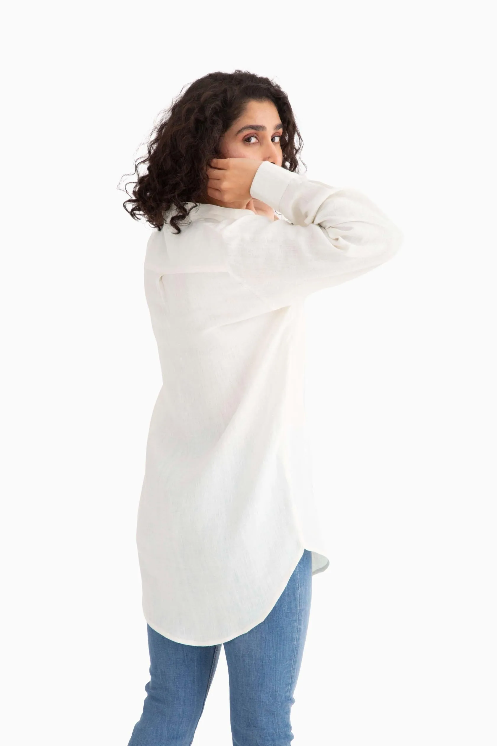 Linen Luna Shirt-Angora White