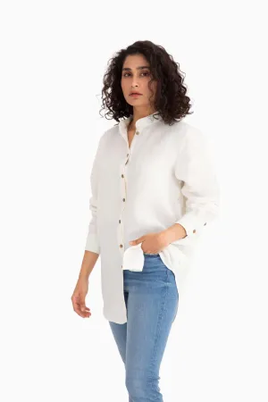 Linen Luna Shirt-Angora White