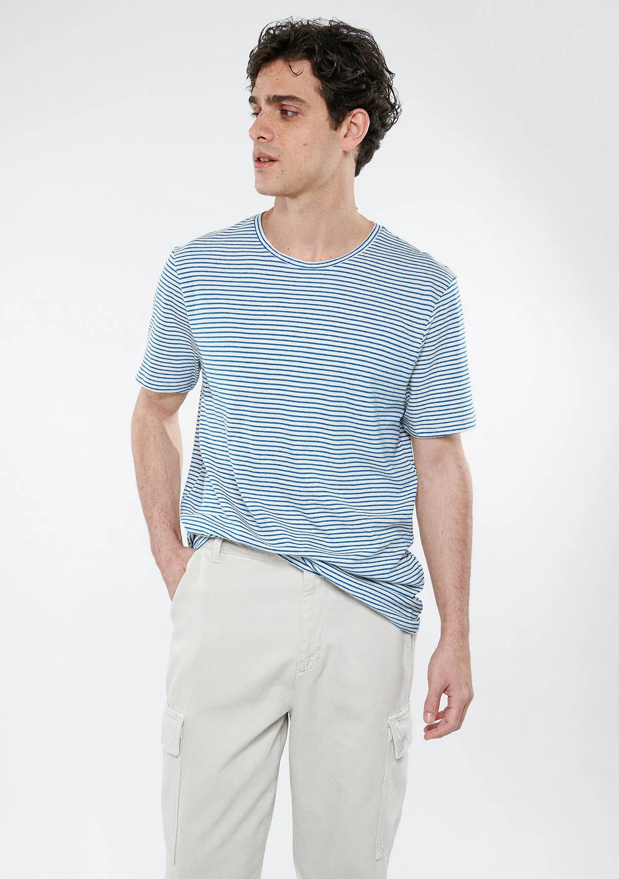 Linen Mix Striped T-Shirt