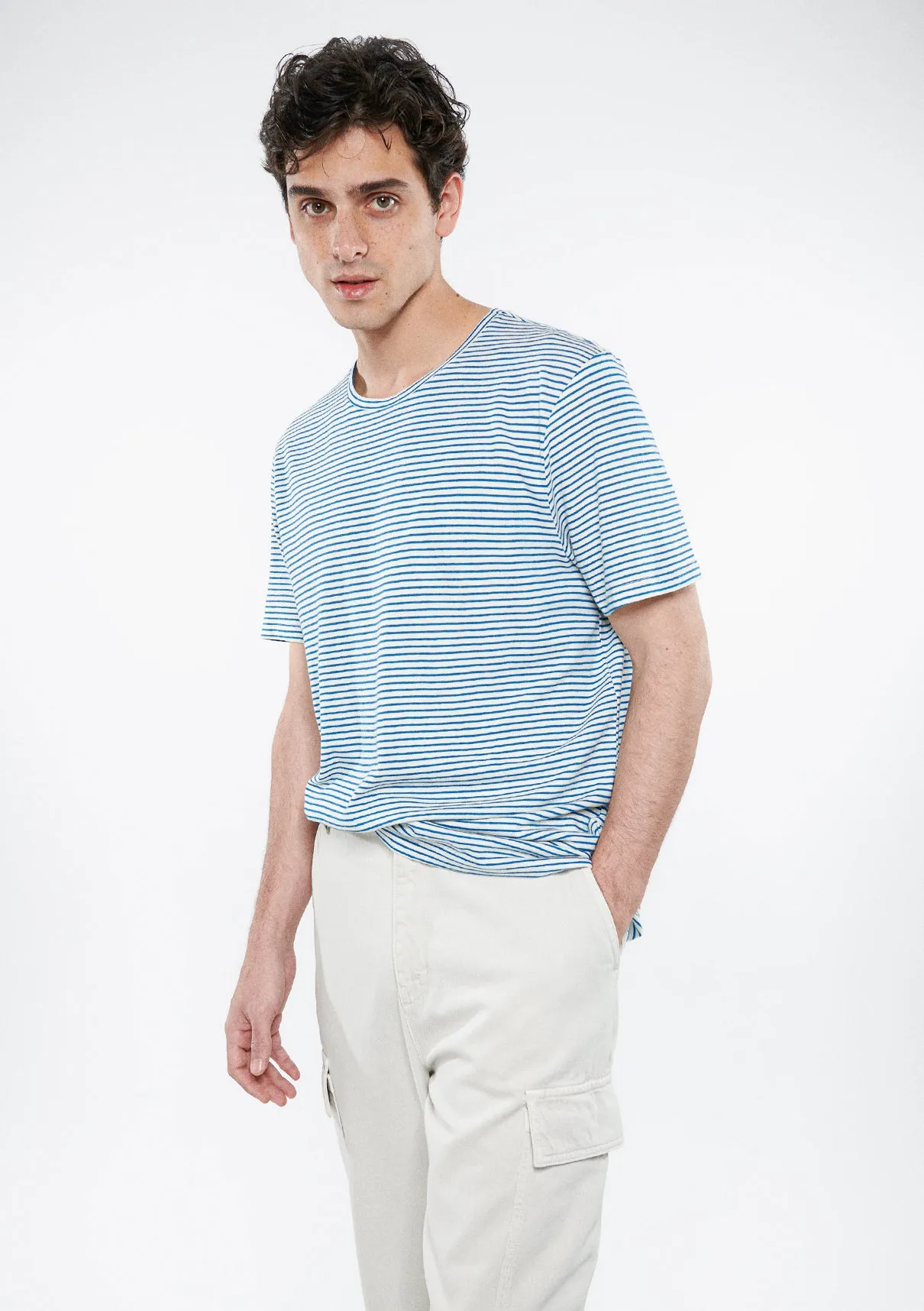 Linen Mix Striped T-Shirt