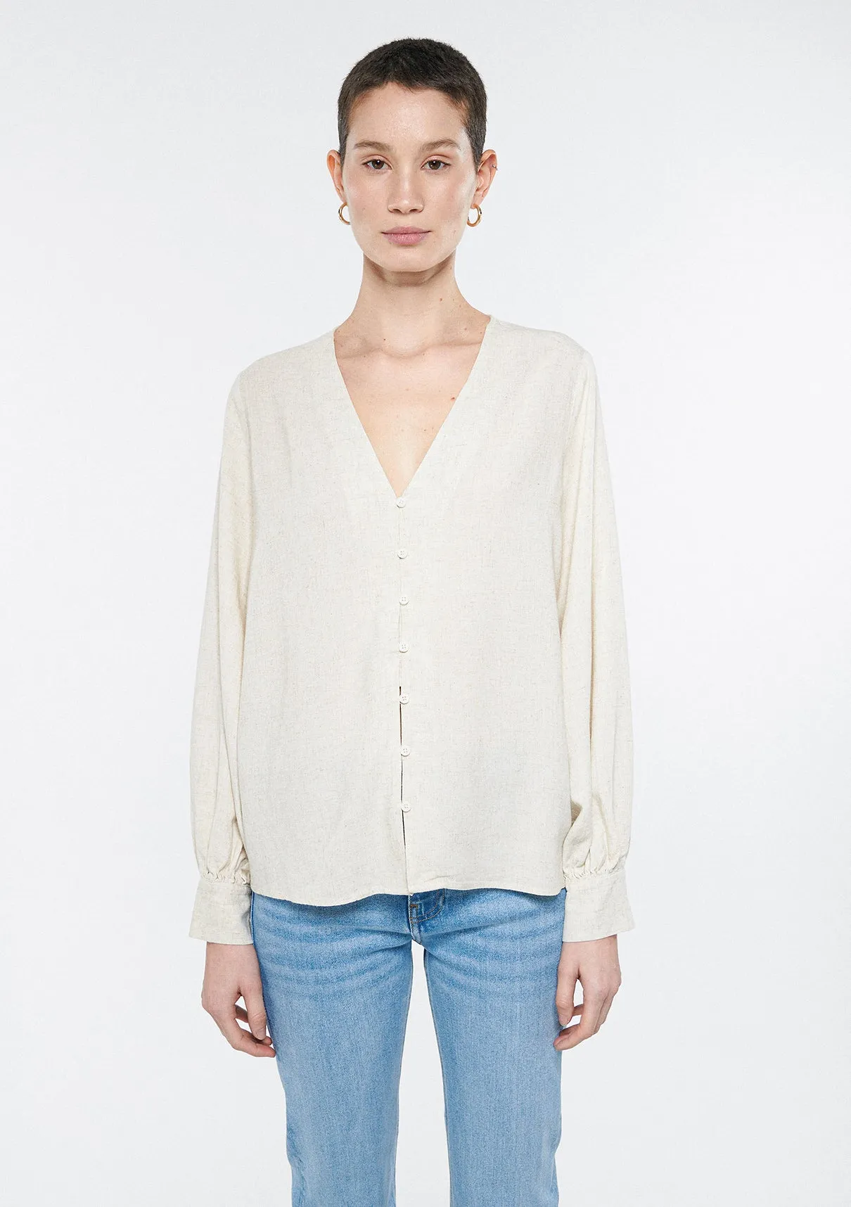 Linen Mix White Shirt