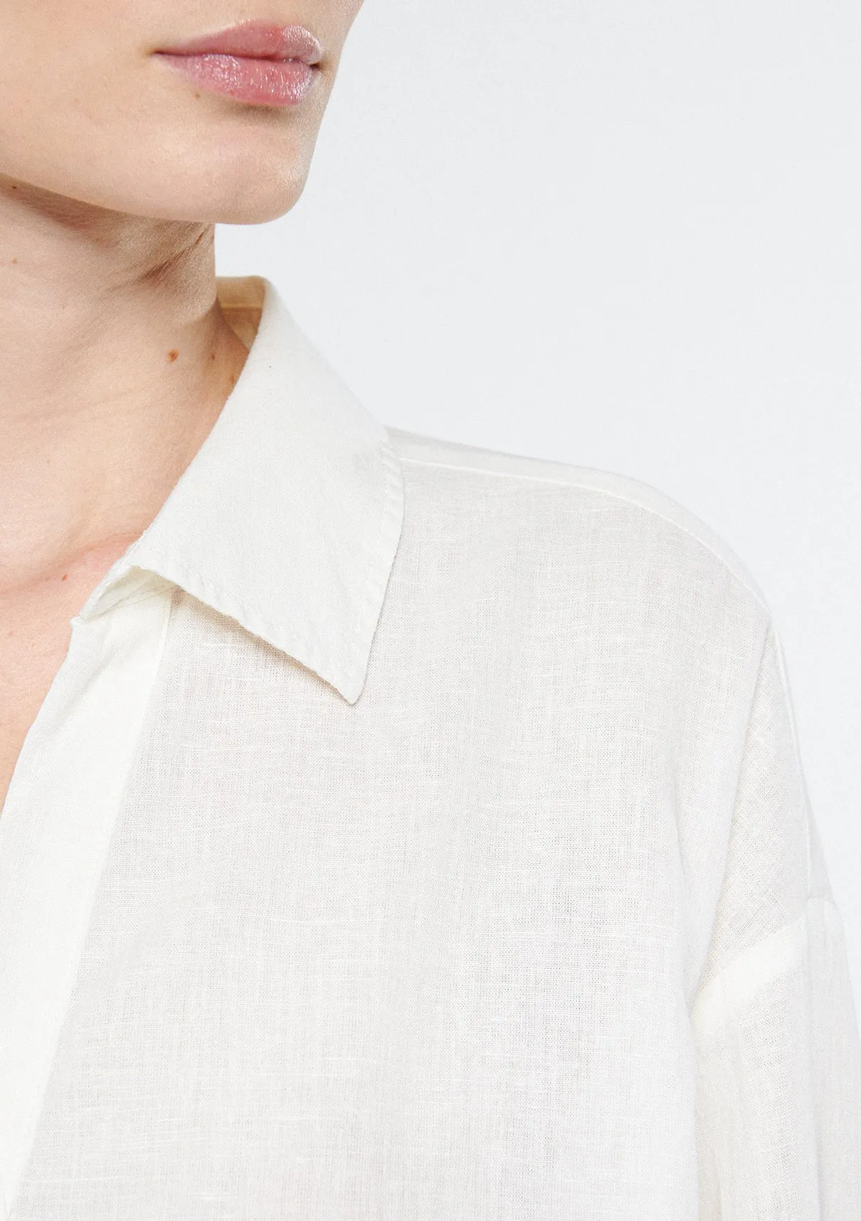 Linen Mix White Shirt