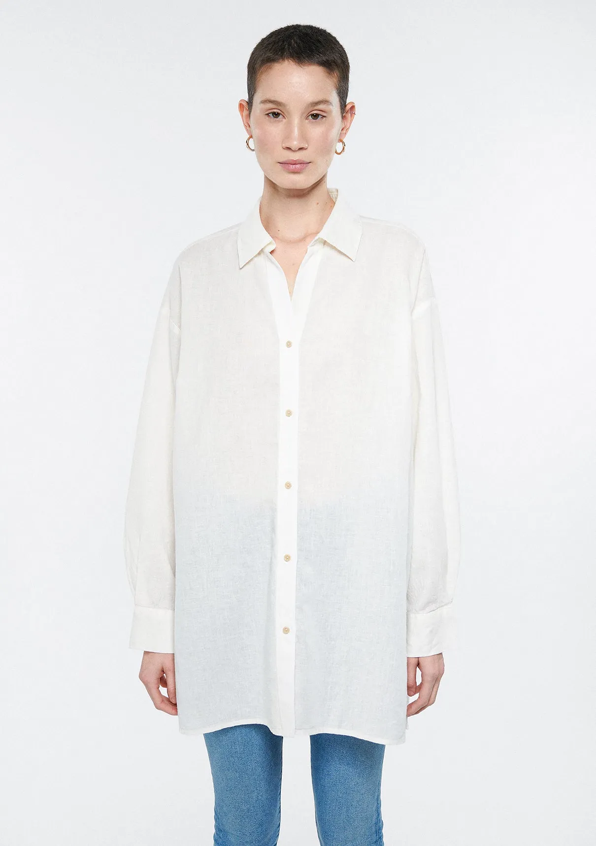 Linen Mix White Shirt