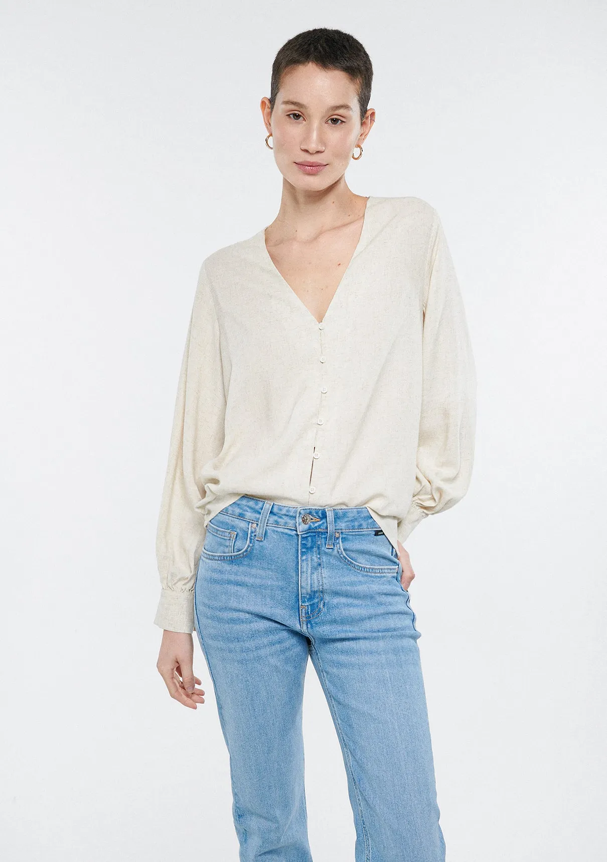 Linen Mix White Shirt