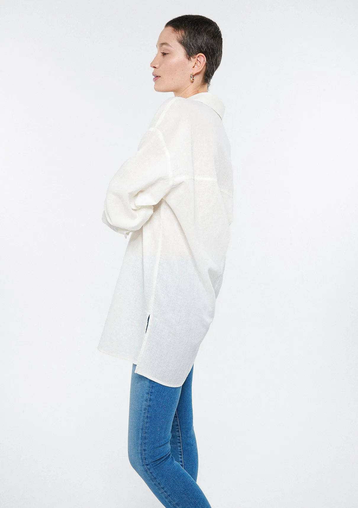 Linen Mix White Shirt