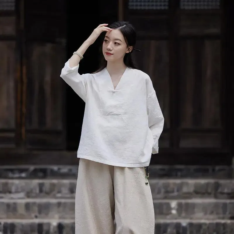 linen shirts women summer tops womens blouses 3 4 sleeve tops