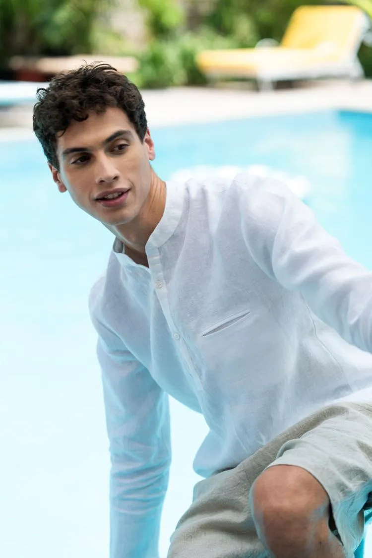 Linen Terran Shirt-Stormy Blue