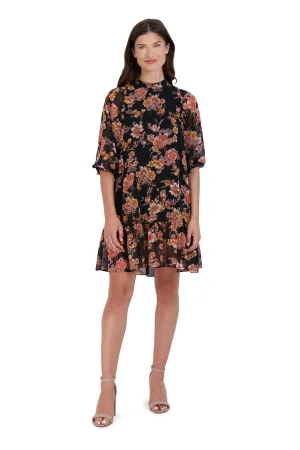 Long Sleeve Mock Neck Easy Dress