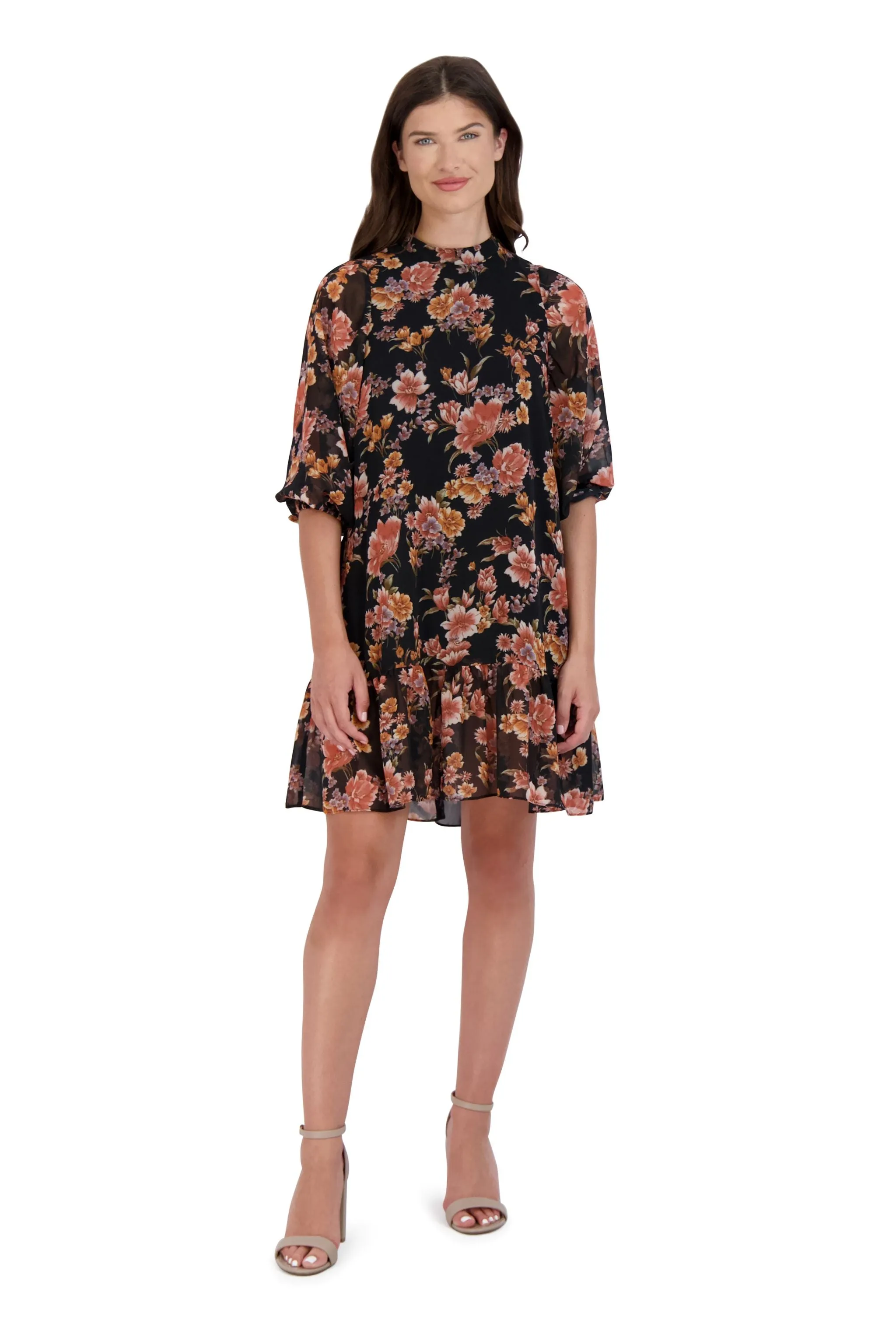 Long Sleeve Mock Neck Easy Dress