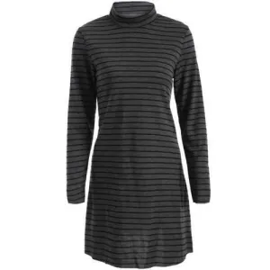 Long Sleeve Striped Slimming Dress - Gray Xl
