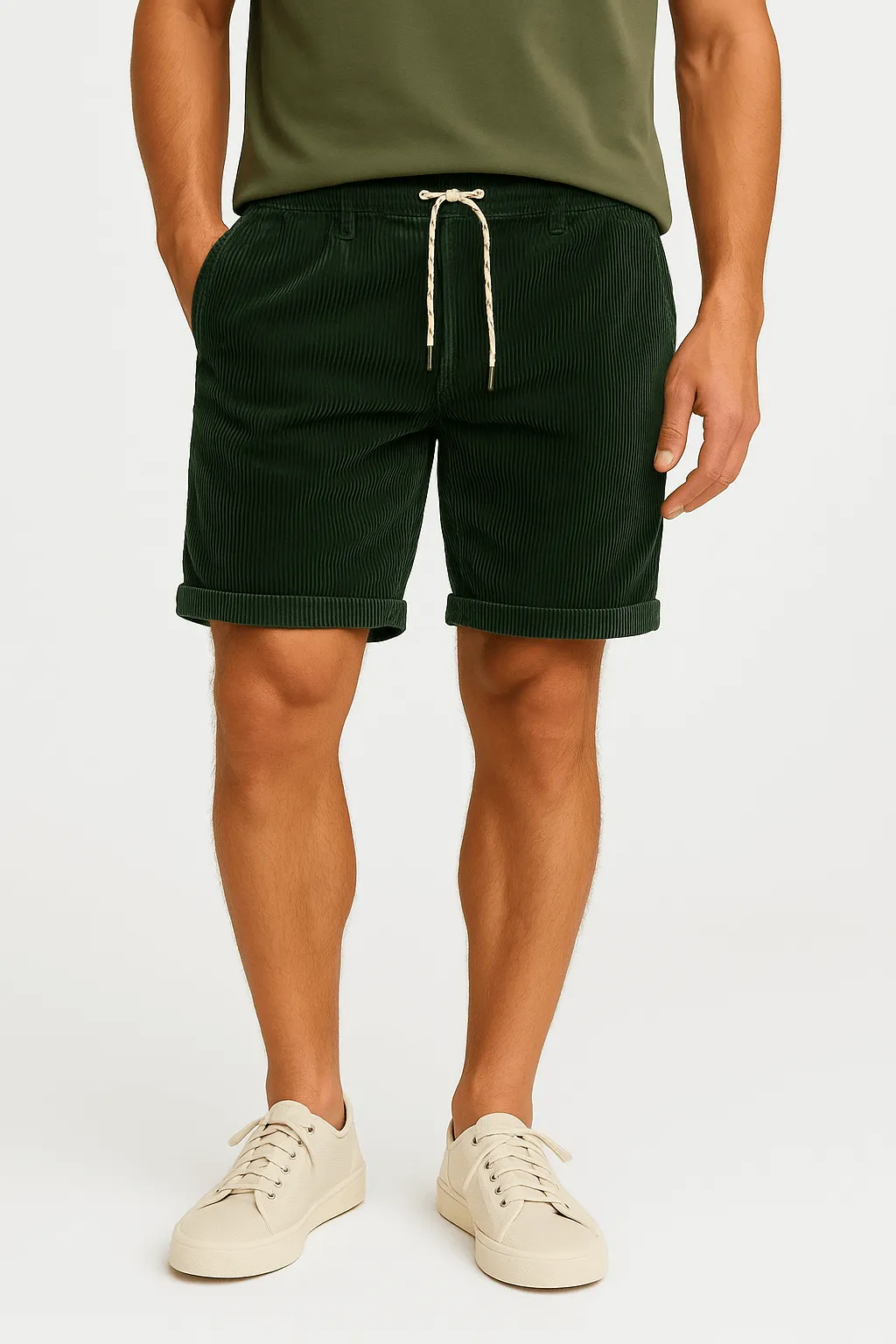LumiNovi | Corduroy Shorts Lightweight Rolled Hem