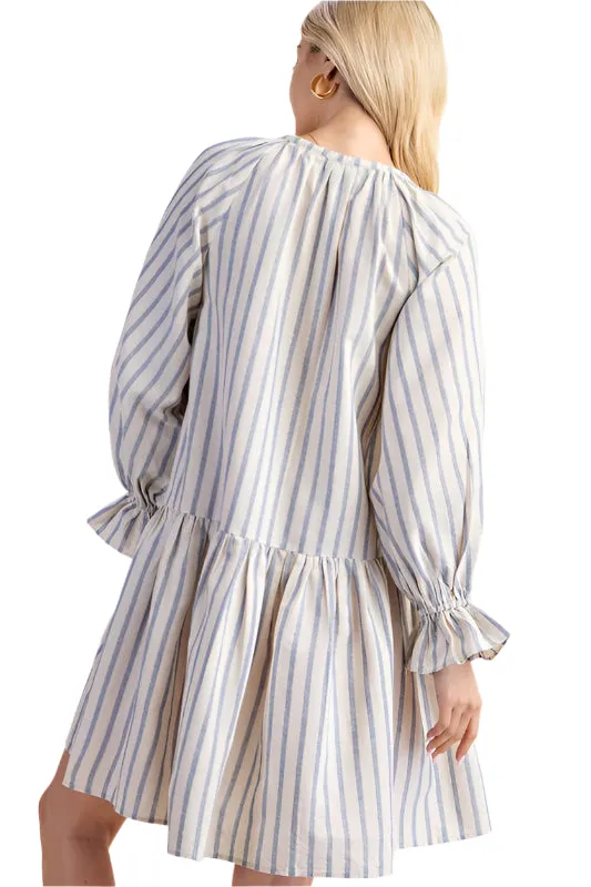 Lurex Striped Tie Front Mini Dress