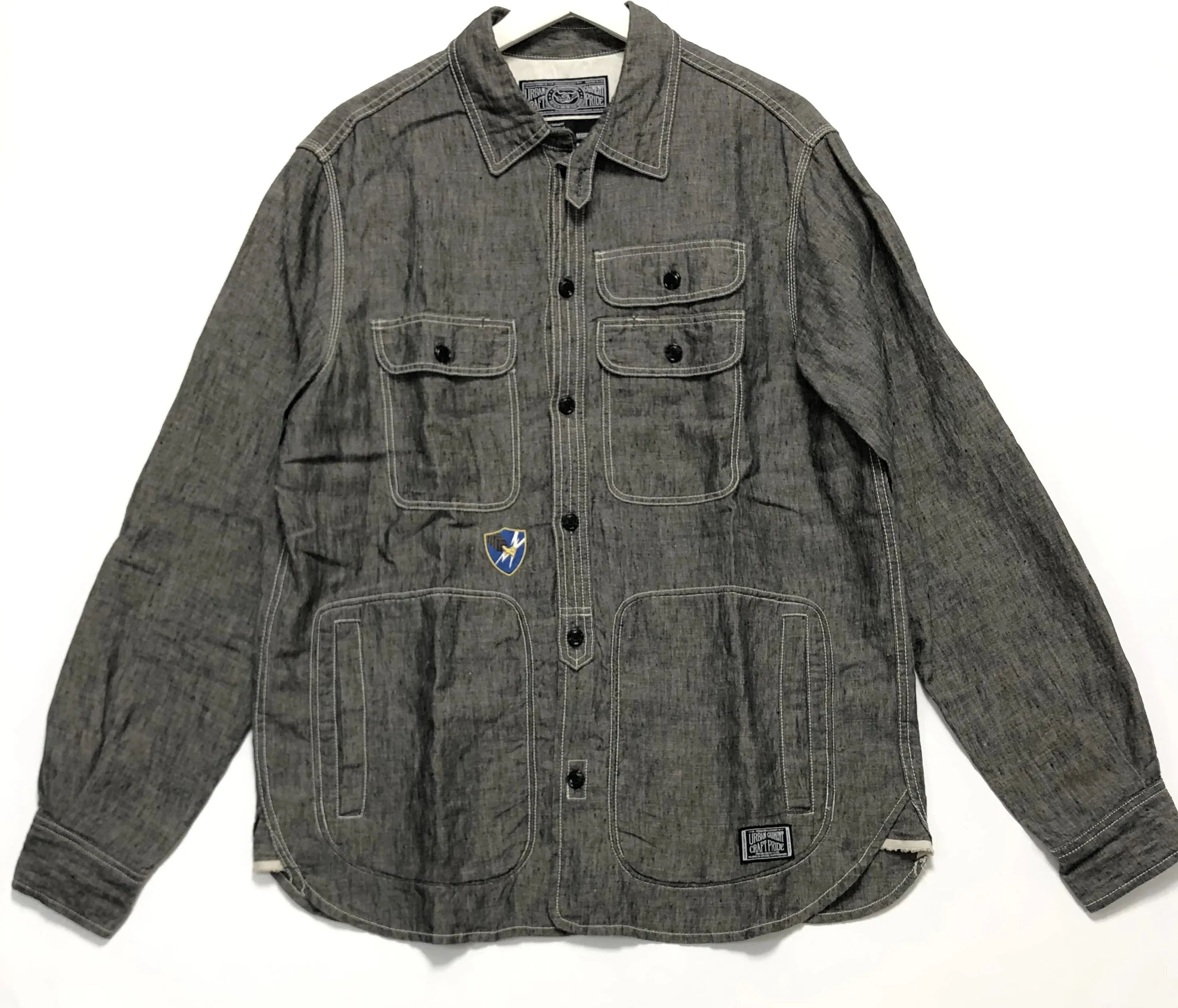 [M] Neighborhood Wolves Linen Chambray Shirt L/S Black